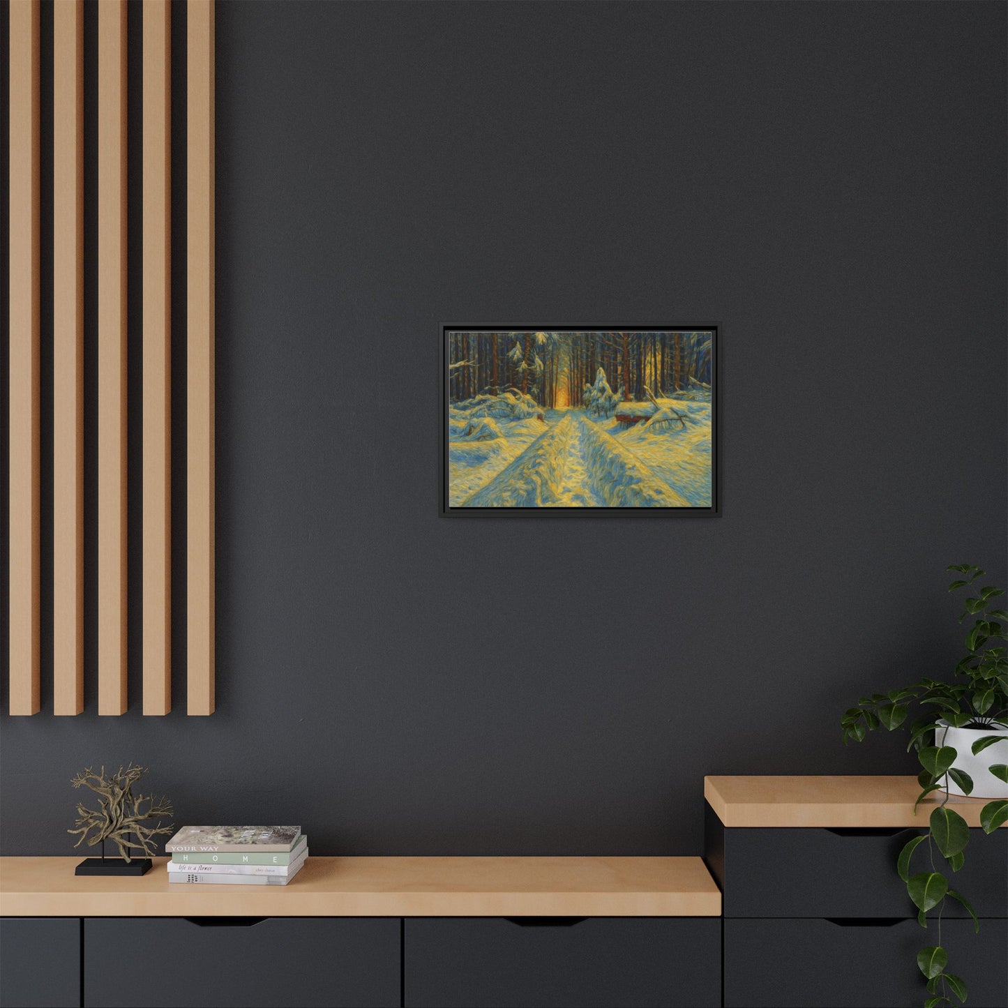 Canvas Art, Winter Landscape Wall Decor, Nature Lovers Gift, Seasonal Decor, Holiday Wall Art, Cozy Home Decoration, Framed Matte Canvas
