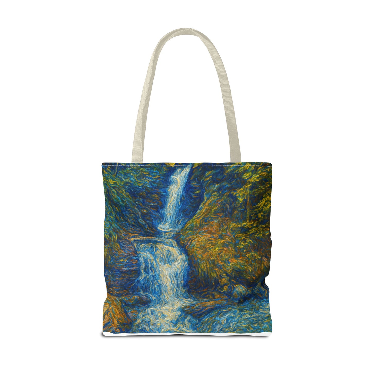 Nature-Inspired Tote Bag, Artistic Eco-Friendly Shopper, Waterfall Design, Reusable Market Bag, Gift for Nature Lovers