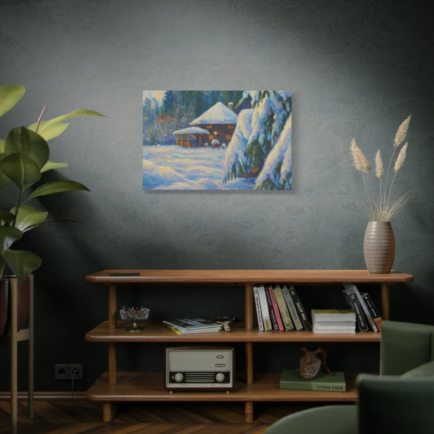 Winter Landscape Canvas Wall Art, Cozy Home Decor, Christmas Gift, Seasonal Artwork, Impressionist Style