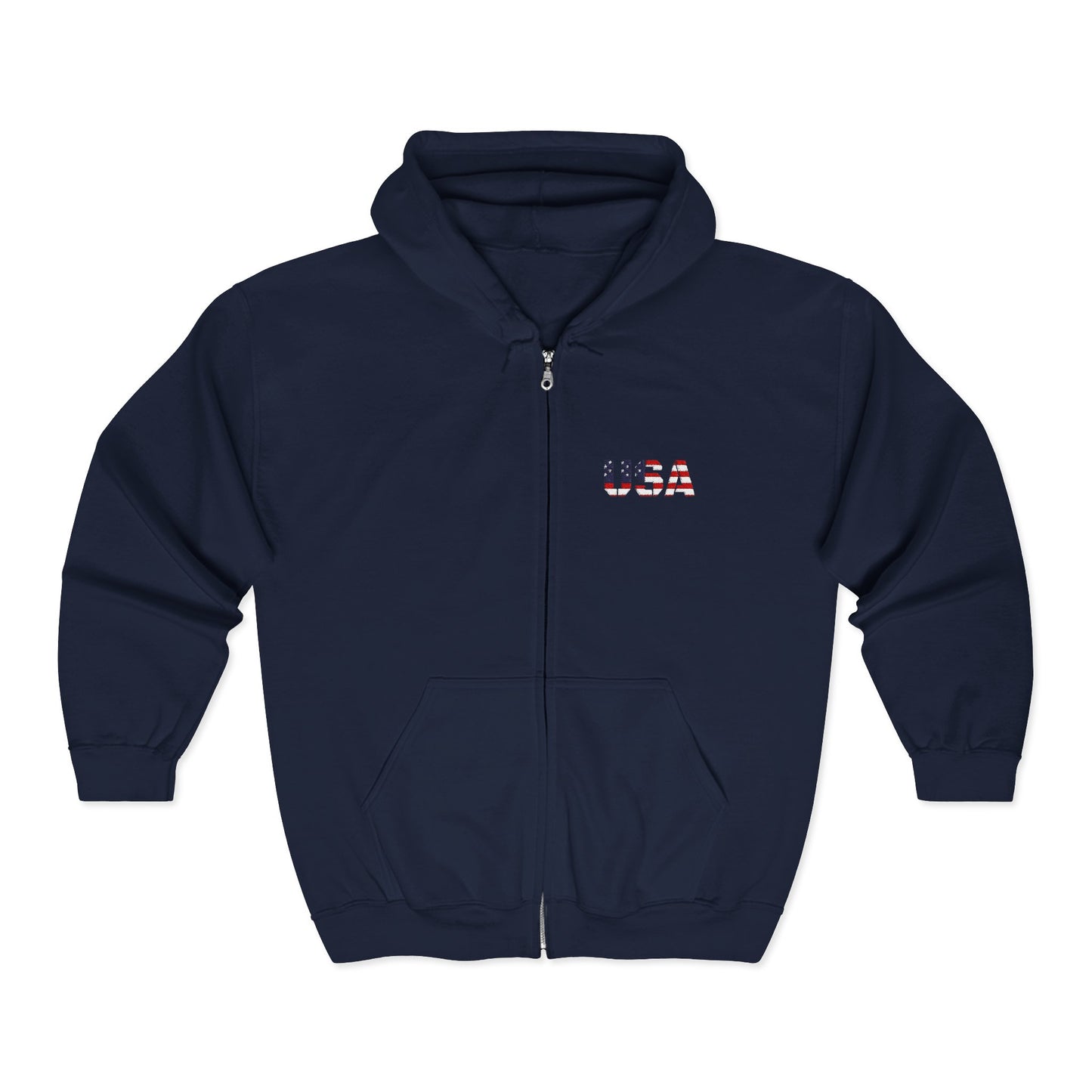 USA Flag Full Zip Hoodie - Unisex Sweatshirt for Independence Day, Patriotic Apparel, Casual Wear, Gifts for Veterans