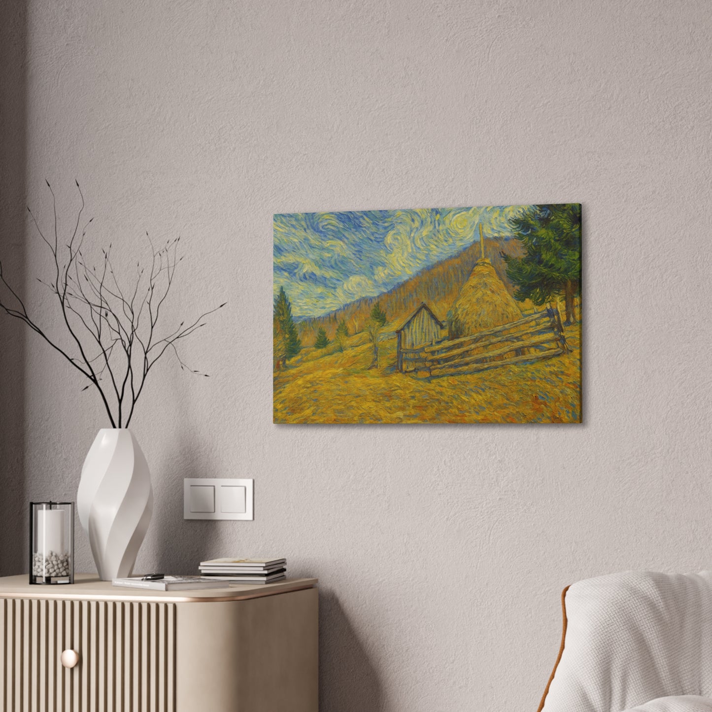 Vincent Van Gogh Inspired Canvas Print, Rustic Home Decor, Wall Art, Gift for Art Lovers, Country Landscape, Unique Art Piece