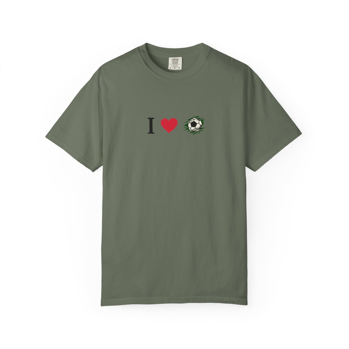 I Love Football (Soccer) Unisex Garment-Dyed T-shirt, Casual Tee, Everyday Wear, Gift for Him/Her, Stylish Apparel