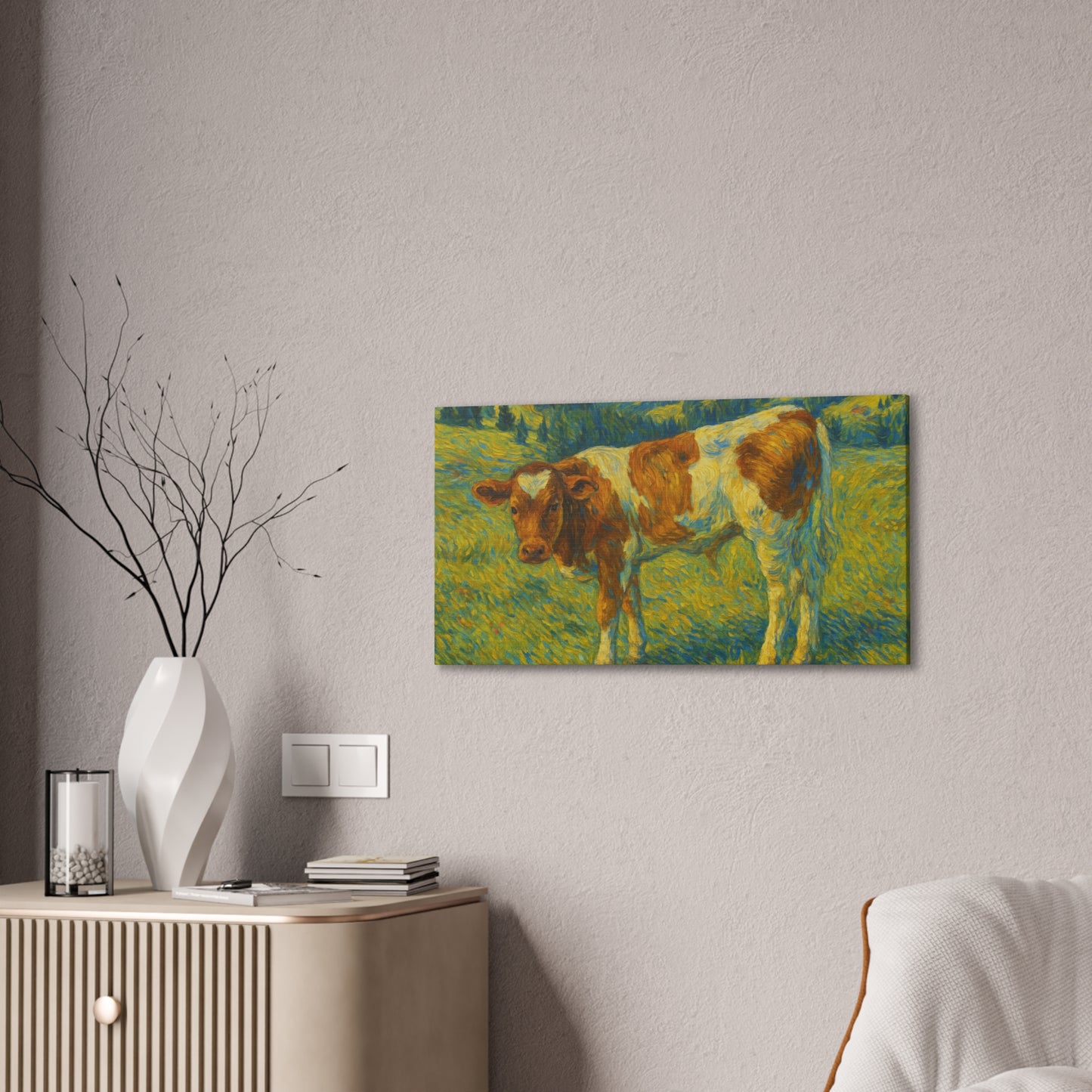 Cow Art Canvas Print, Rustic Farmhouse Decor, Animal Lover Gift, Country Wall Art, Thoughtful Homewarming