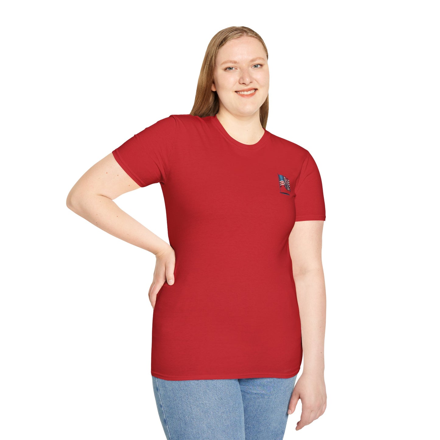 Patriotic Unisex Softstyle T-Shirt, American Flag Tee, USA Pride Shirt, Perfect for Independence Day, Casual Wear
