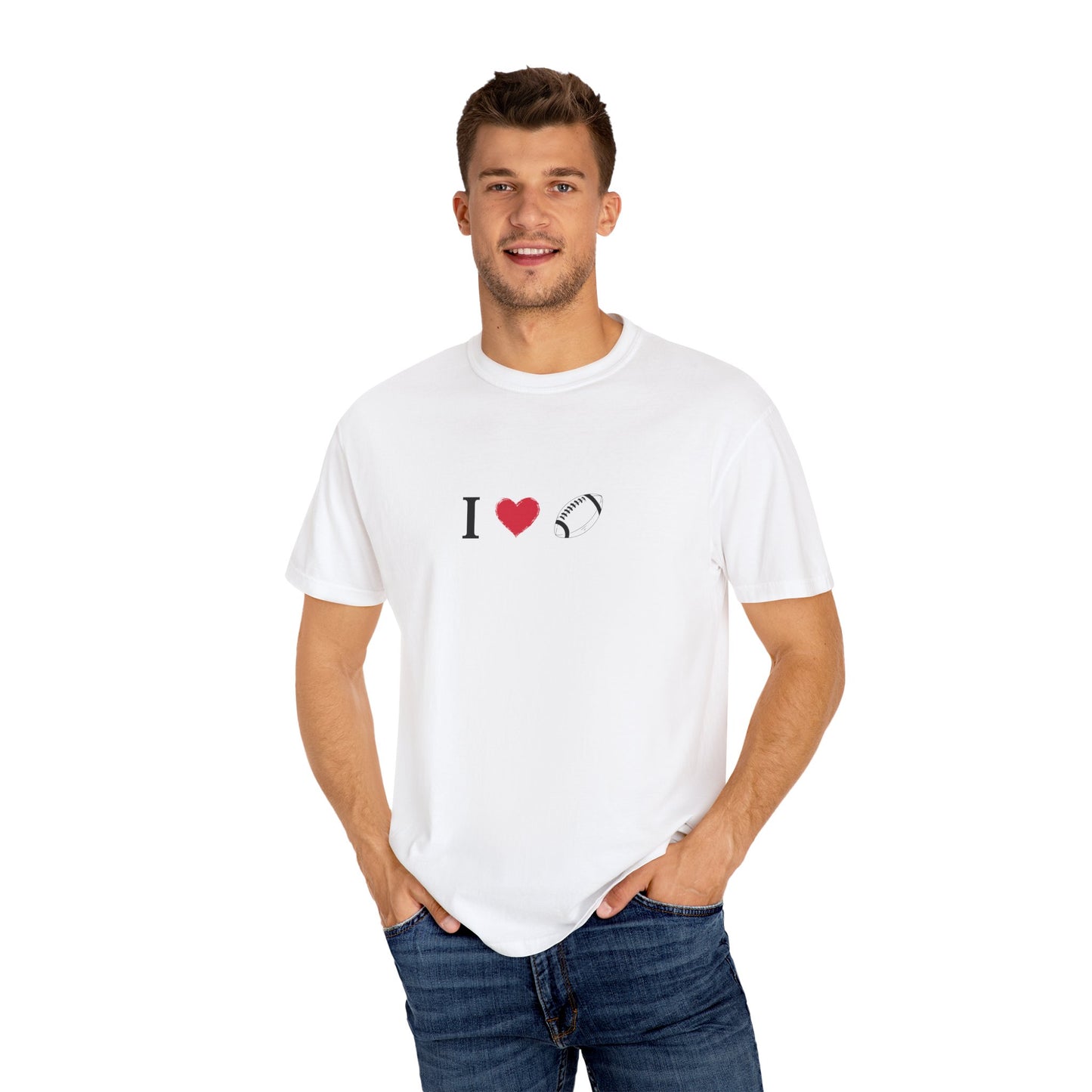 I Love Football T-Shirt - Unisex Cotton Tee, Fun Gift for Friends, Casual Style, Birthday Present, Summer Apparel