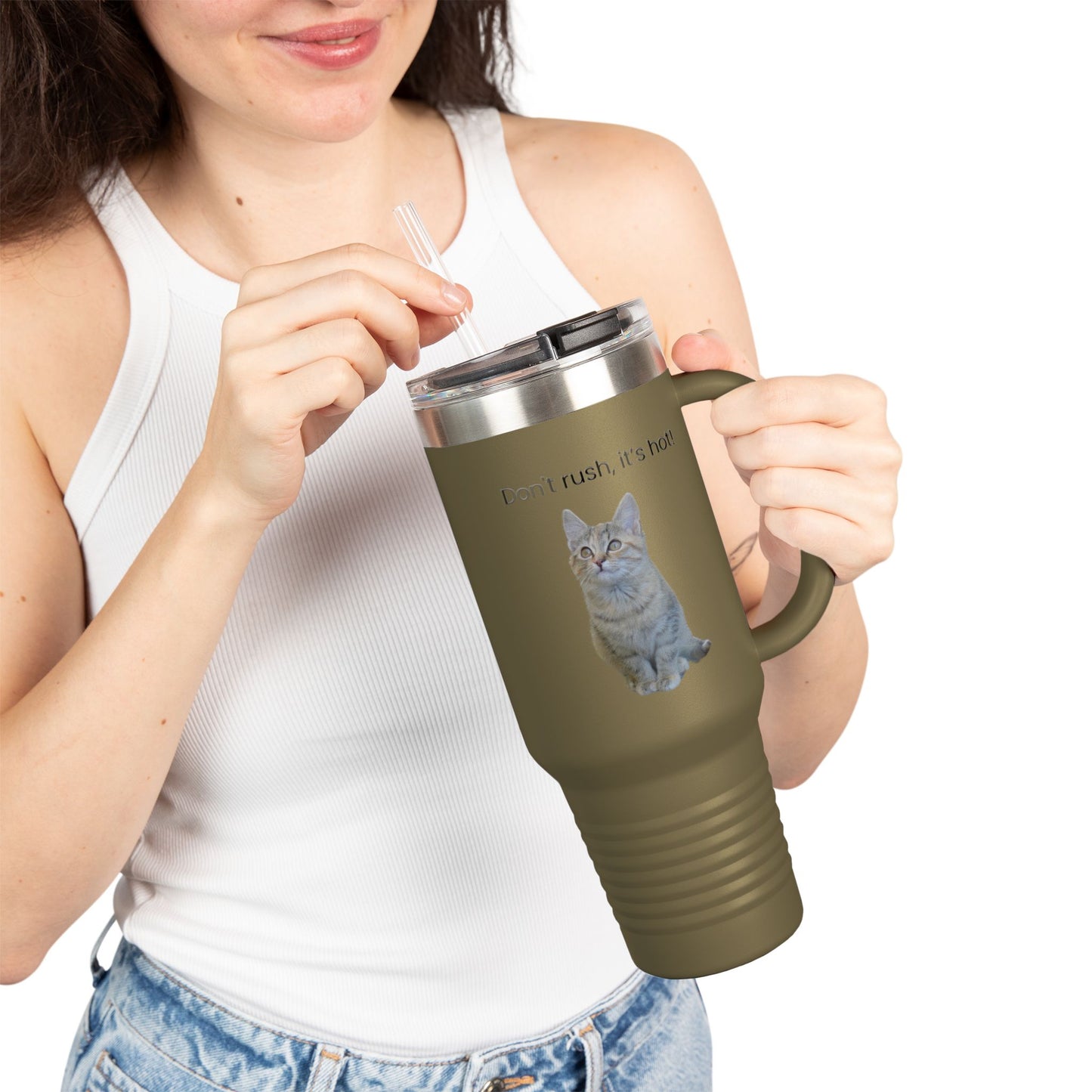 Funny Cat Insulated Travel Mug - 40oz - Perfect for Hot Drinks