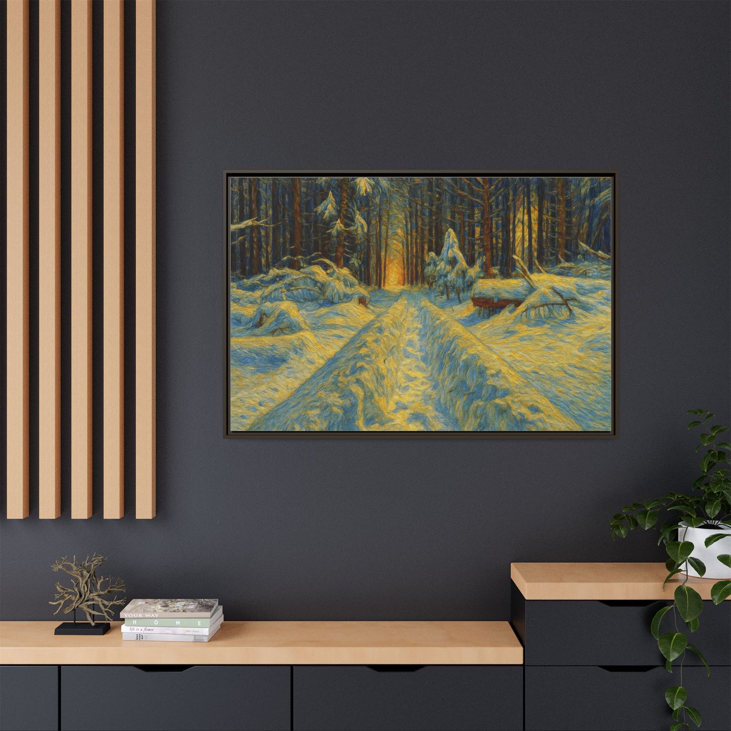 Canvas Art, Winter Landscape Wall Decor, Nature Lovers Gift, Seasonal Decor, Holiday Wall Art, Cozy Home Decoration, Framed Matte Canvas