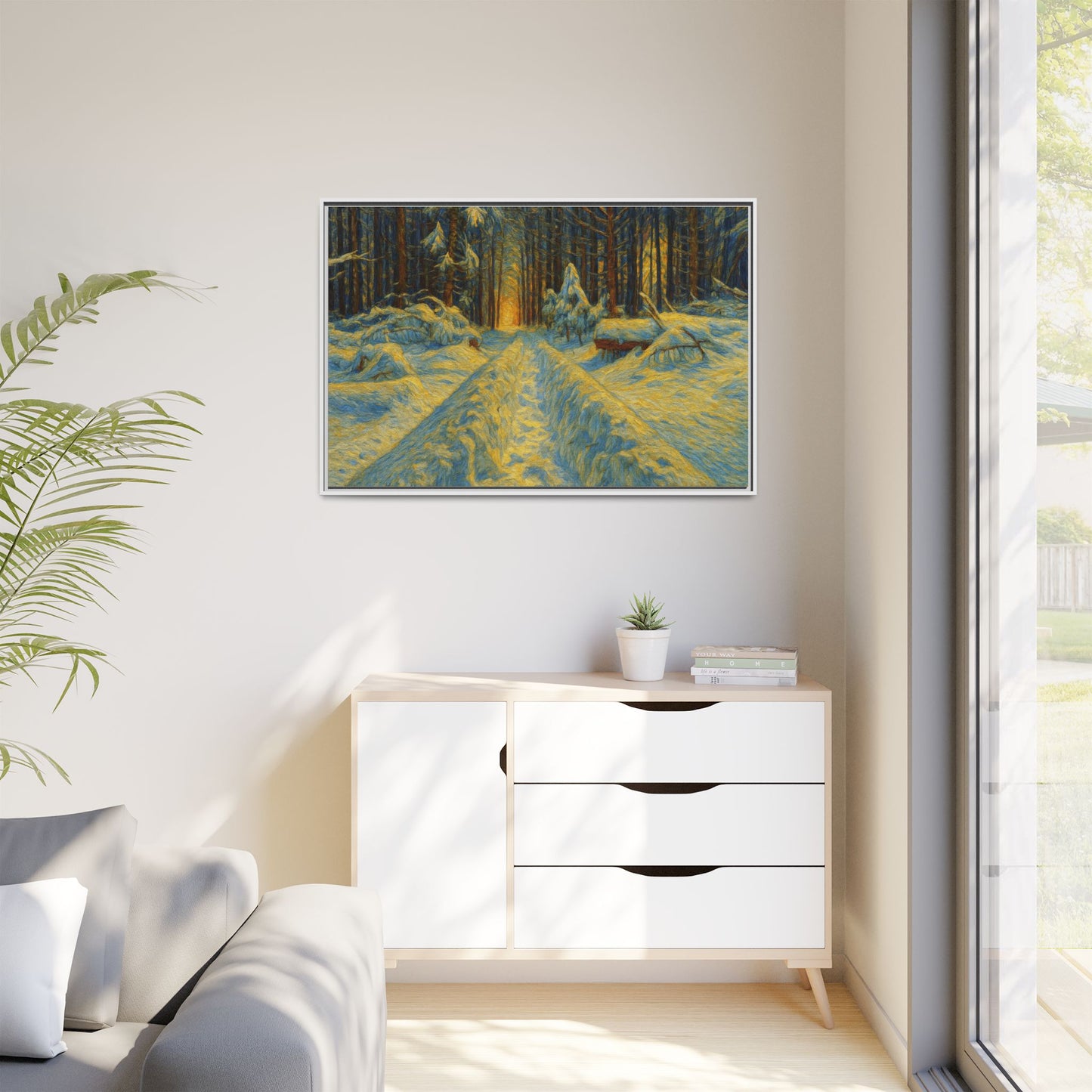 Canvas Art, Winter Landscape Wall Decor, Nature Lovers Gift, Seasonal Decor, Holiday Wall Art, Cozy Home Decoration, Framed Matte Canvas