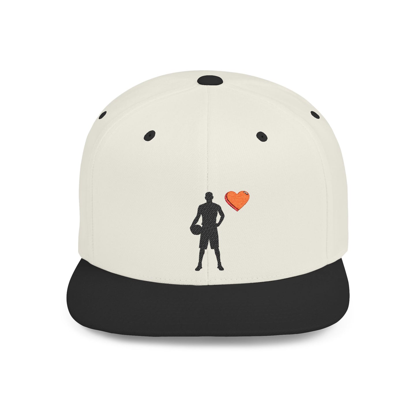 Sporty Love Flat Bill Snapback Hat – Adjustable Cap for Athletes, Casual Wear, Gifts for Sports Fans, Basketball Enthusiasts, Unique