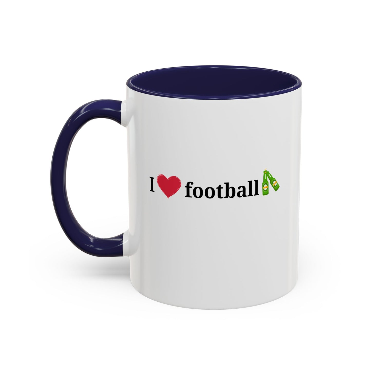 I Love Football Accent Coffee Mug, Perfect Gift for Sports Lovers, Football Enthusiasts, Unique Mug for Game Days, Home or Office Decor