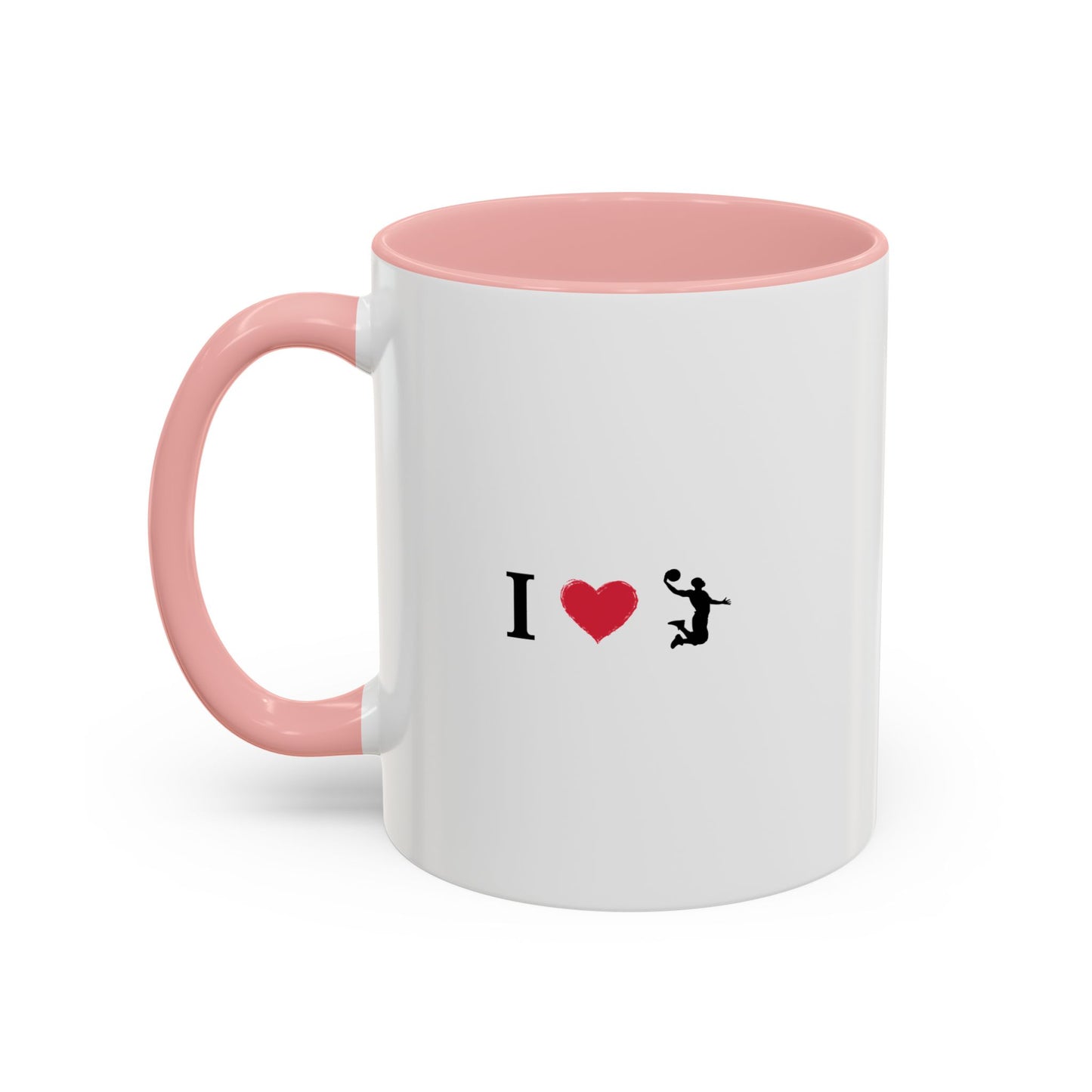 I Love Basketball Coffee Ceramic Mug, Cute Coffee Lover Gift, Personalized Mug for Fun, Black Accent Mug for Birthdays, Holidays, Office