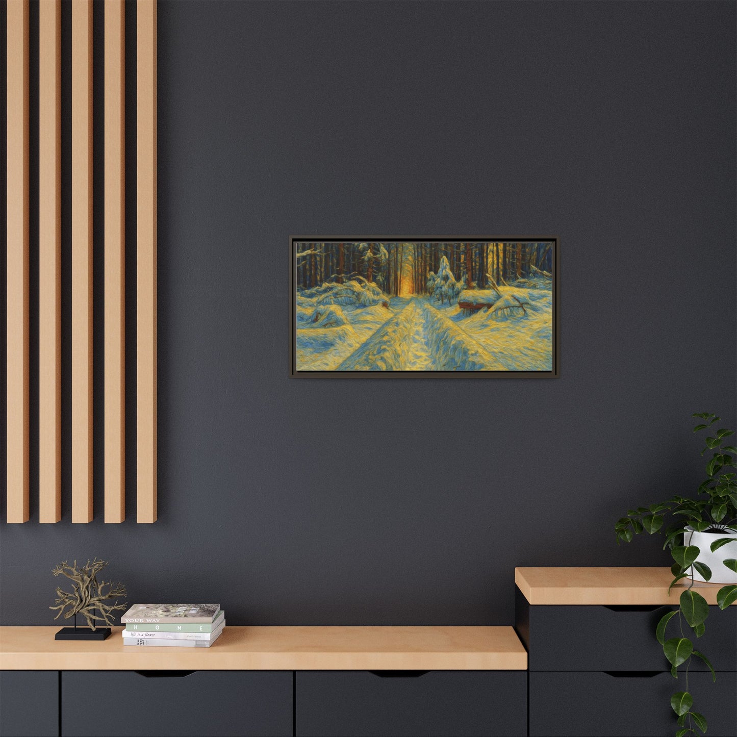 Canvas Art, Winter Landscape Wall Decor, Nature Lovers Gift, Seasonal Decor, Holiday Wall Art, Cozy Home Decoration, Framed Matte Canvas