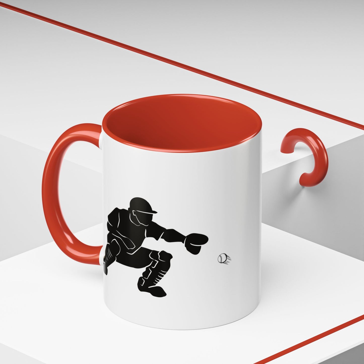 Baseball Catcher Coffee Mug, Sports Gift for Coaches, Black Accent Mug for Fans, Perfect for Birthdays & Celebrations, Unique Cup