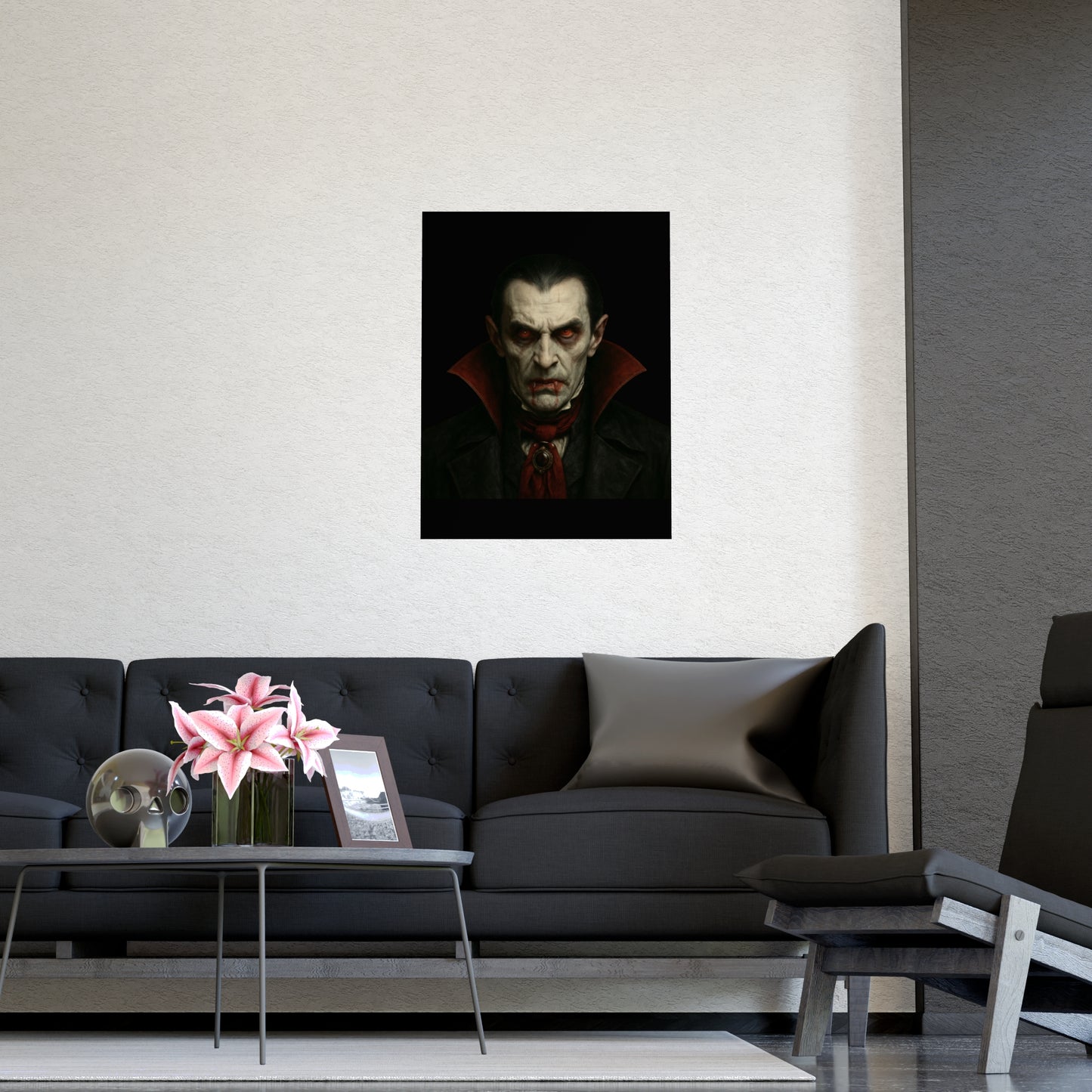Gothic Vampire Art Poster, Spooky Wall Decor, Horror Room Accent, Perfect for Halloween, Gothic Decor, Home Office Artwork