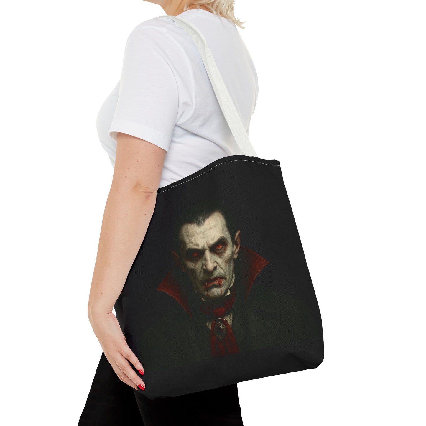 Vampire Haunted Tote Bag, Spooky Shopping Bag, Halloween Accessory, Gothic Style Handbag, Perfect for Halloween Parties, Unisex Tote
