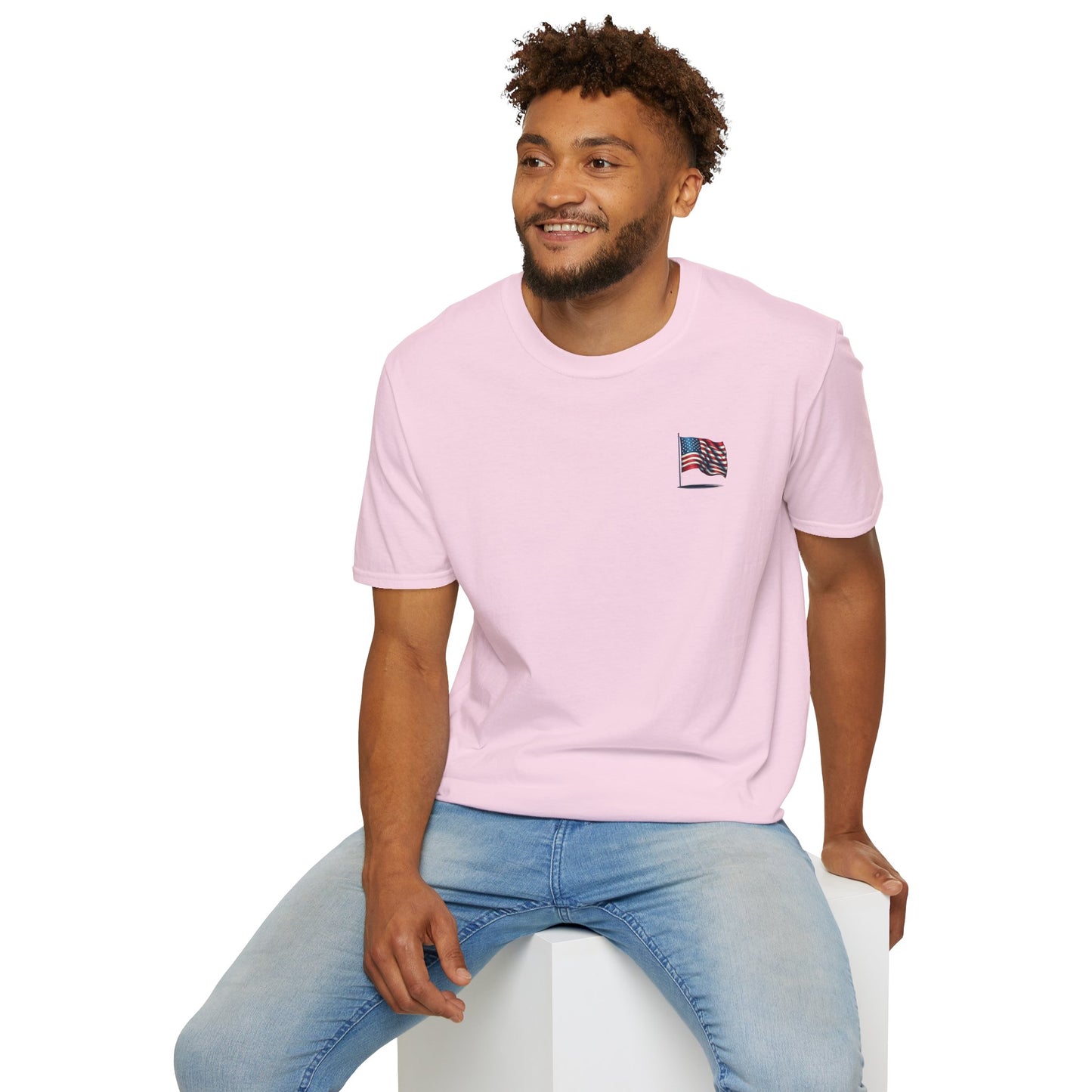 Patriotic Unisex Softstyle T-Shirt, American Flag Tee, USA Pride Shirt, Perfect for Independence Day, Casual Wear