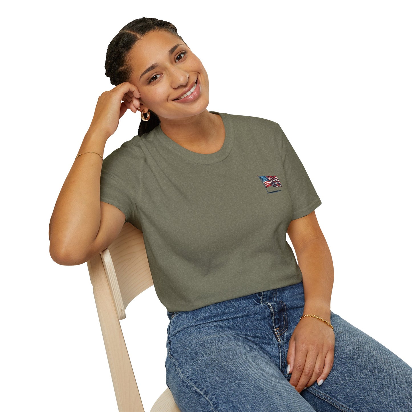 Patriotic Unisex Softstyle T-Shirt, American Flag Tee, USA Pride Shirt, Perfect for Independence Day, Casual Wear