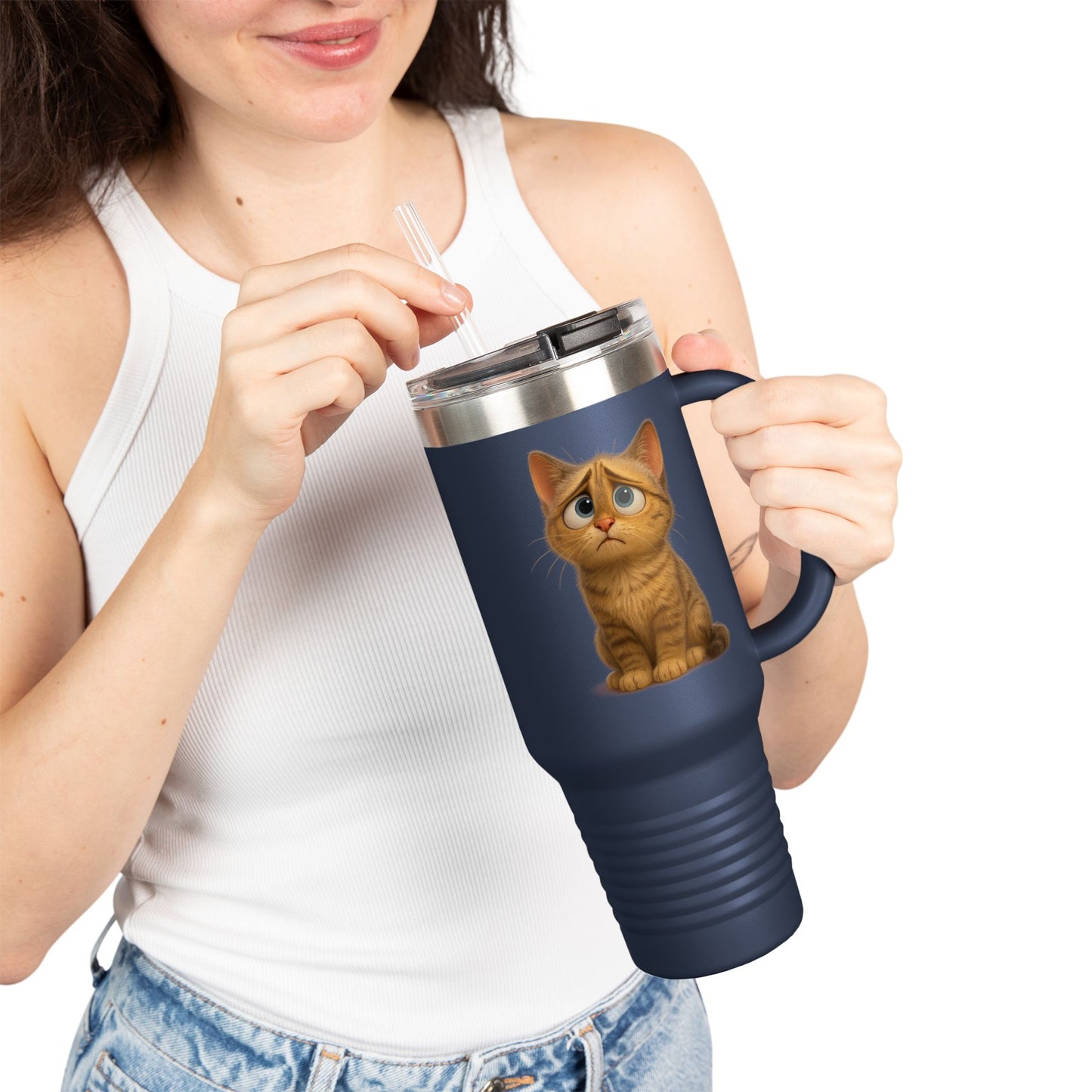 Cute Cat Insulated Travel Mug, 40oz - Perfect for Pet Lovers, Gifts for Cat Owners, Travel Accessories, Cute Drinkware, Animal Lovers