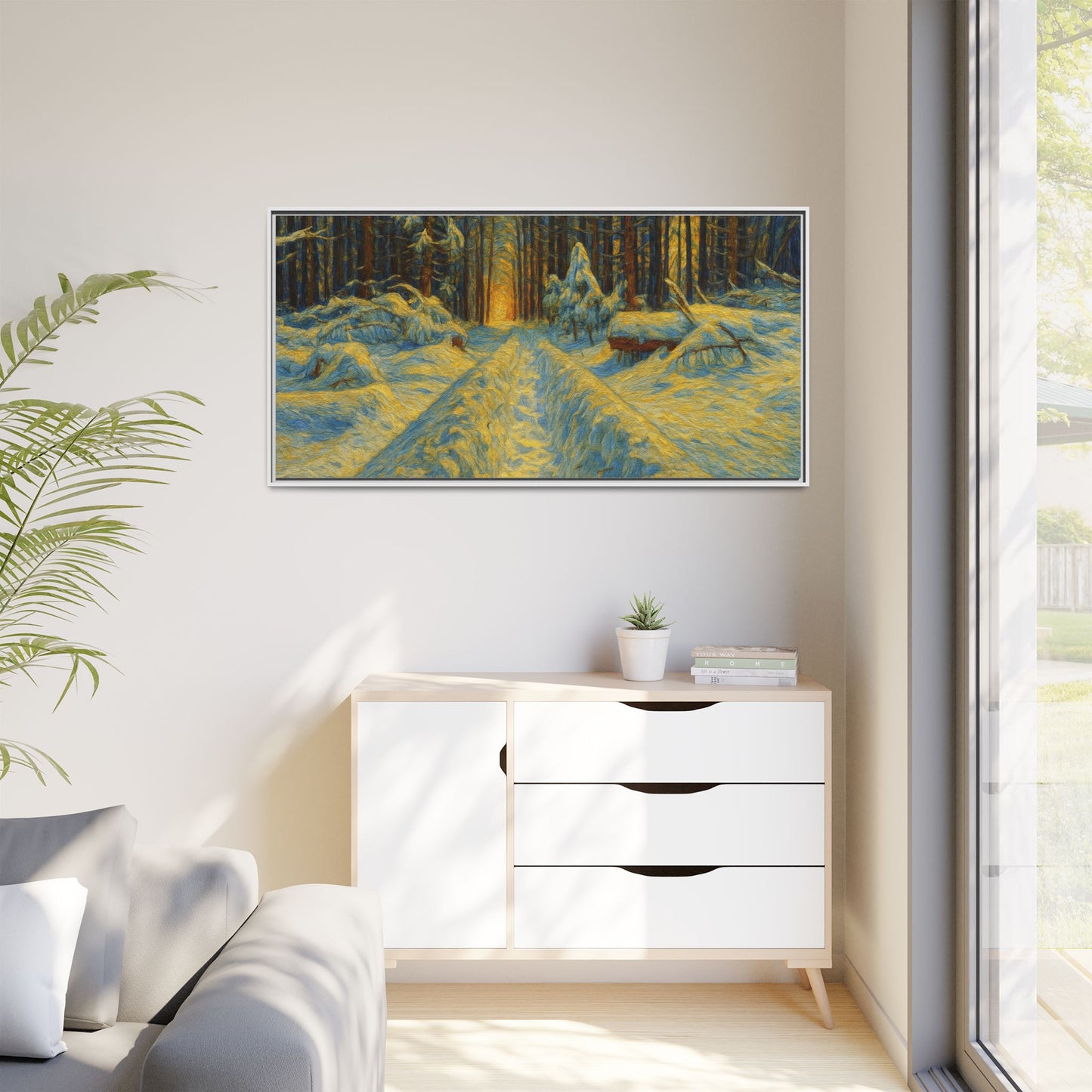 Canvas Art, Winter Landscape Wall Decor, Nature Lovers Gift, Seasonal Decor, Holiday Wall Art, Cozy Home Decoration, Framed Matte Canvas