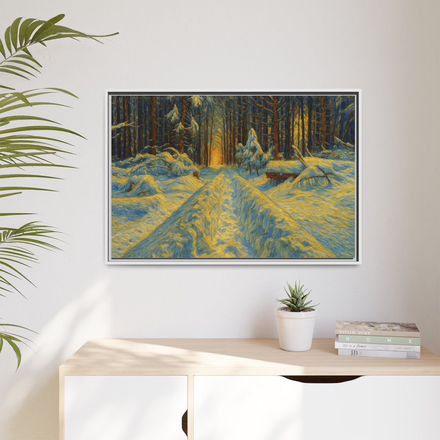 Canvas Art, Winter Landscape Wall Decor, Nature Lovers Gift, Seasonal Decor, Holiday Wall Art, Cozy Home Decoration, Framed Matte Canvas