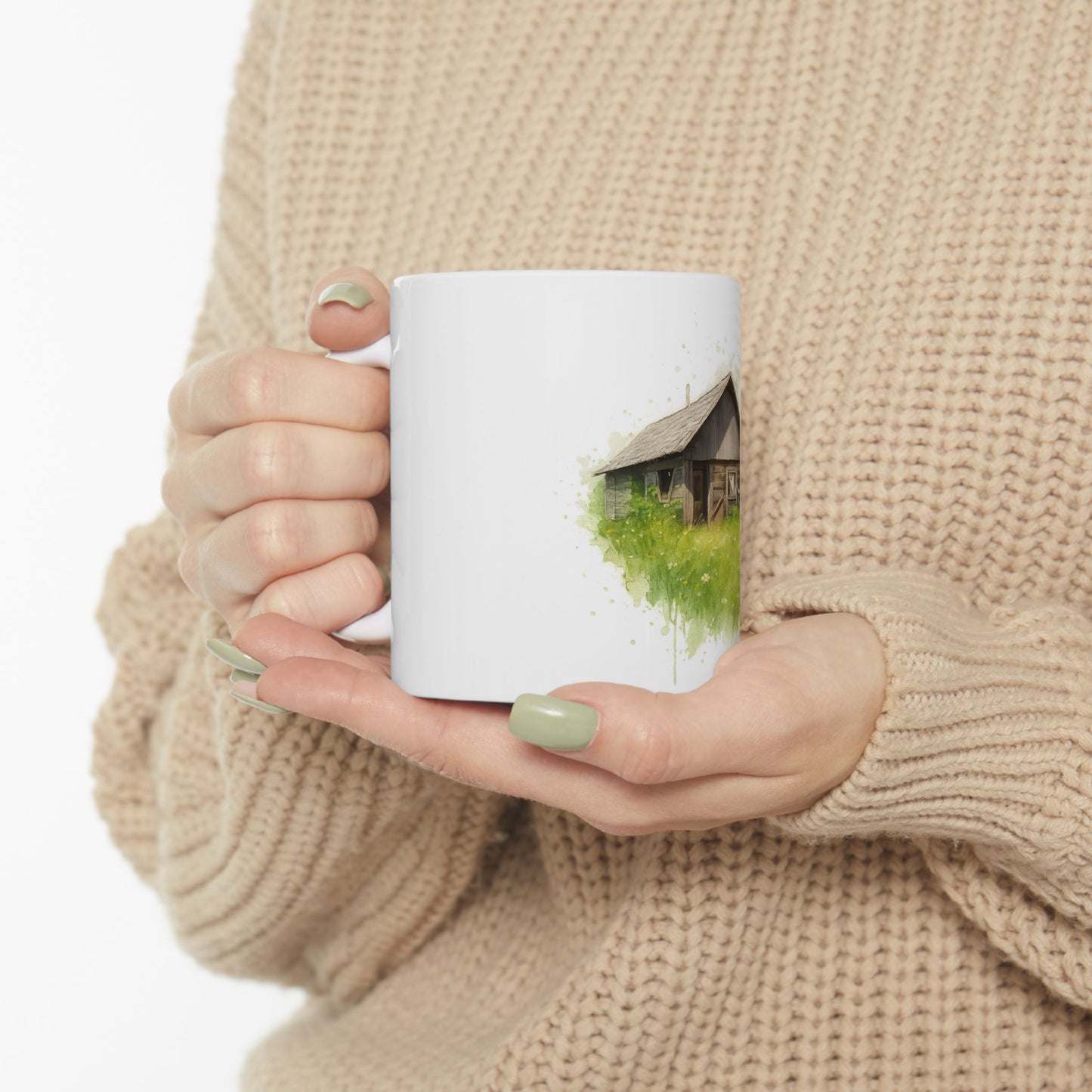 Rustic Cabin Ceramic Mug - Cozy Coffee Cup for Nature Lovers, Gift for Home, Farmhouse Decor, Tea Time, Camping Enthusiasts