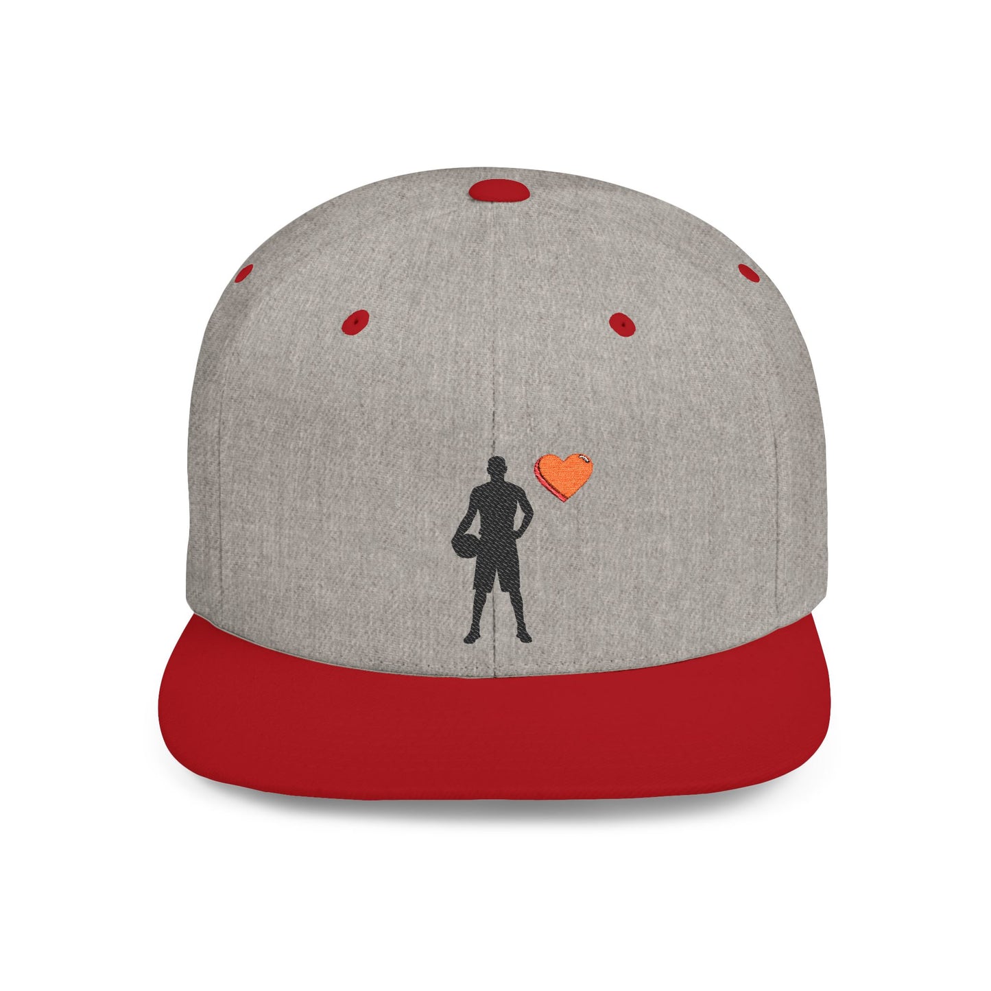 Sporty Love Flat Bill Snapback Hat – Adjustable Cap for Athletes, Casual Wear, Gifts for Sports Fans, Basketball Enthusiasts, Unique