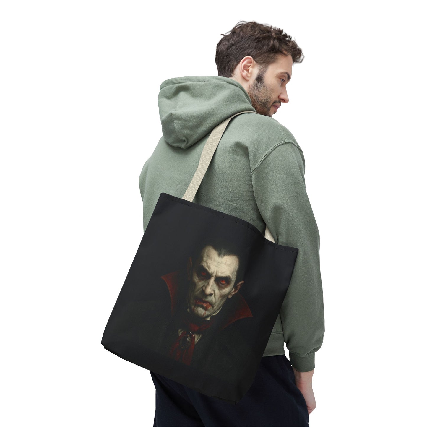 Vampire Haunted Tote Bag, Spooky Shopping Bag, Halloween Accessory, Gothic Style Handbag, Perfect for Halloween Parties, Unisex Tote