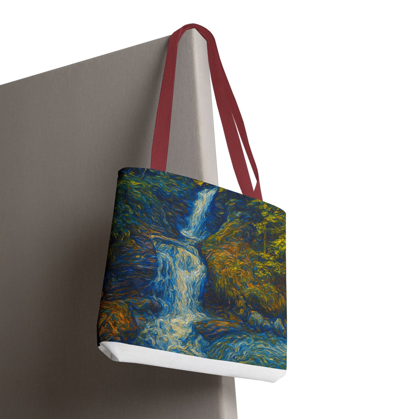 Nature-Inspired Tote Bag, Artistic Eco-Friendly Shopper, Waterfall Design, Reusable Market Bag, Gift for Nature Lovers