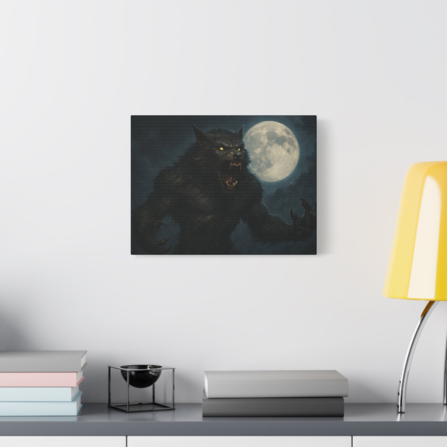 Werewolf Moon Canvas Art | Dark Fantasy Decor for Halloween, Gothic Home, Werewolf Lover Gift, Unique Wall Art, Spooky Decor