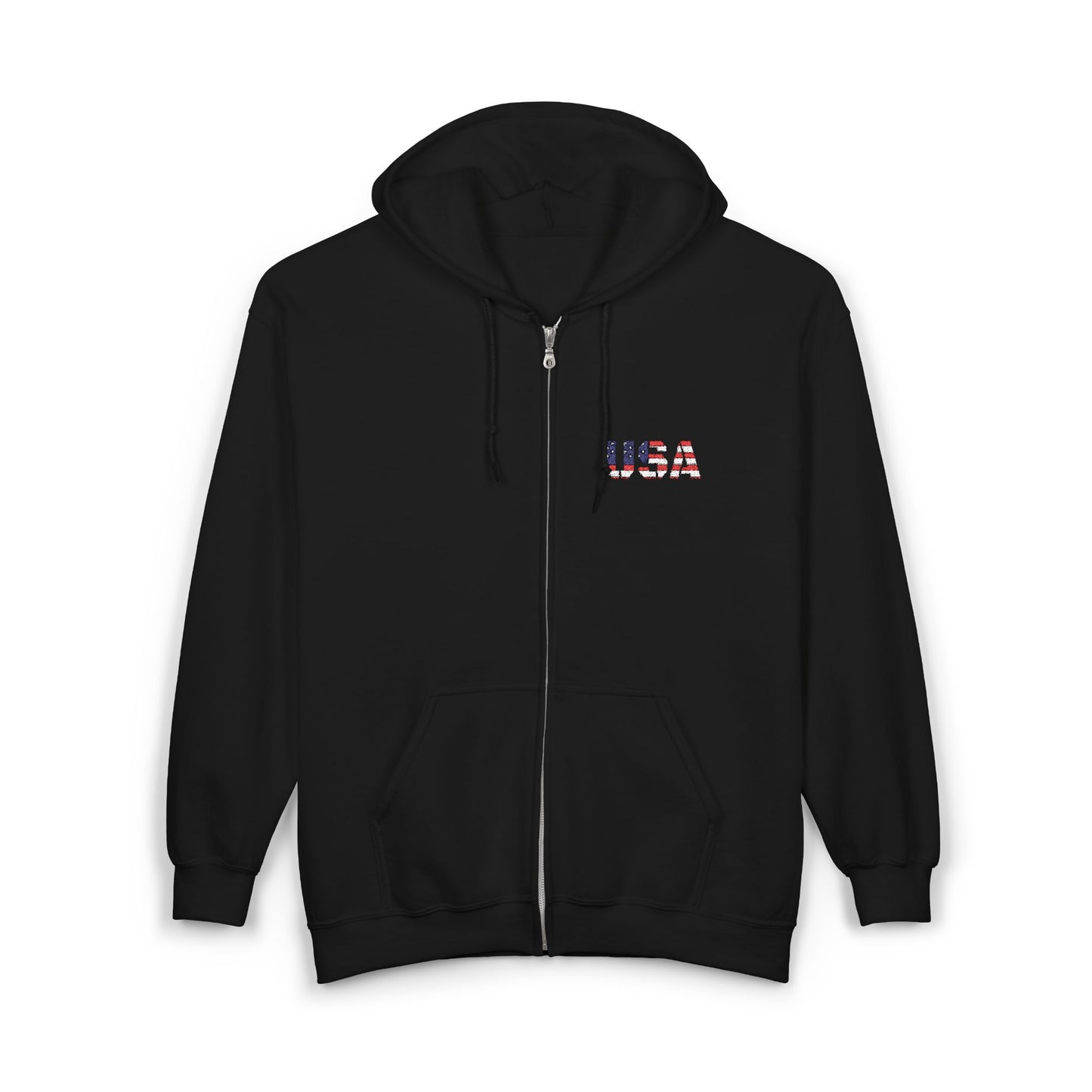 USA Flag Full Zip Hoodie - Unisex Sweatshirt for Independence Day, Patriotic Apparel, Casual Wear, Gifts for Veterans