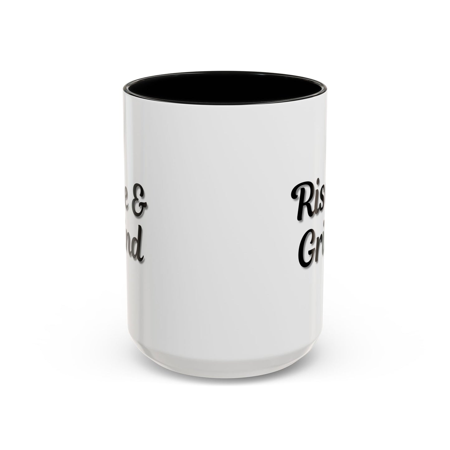 Rise & Grind Coffee Mug – Motivational Black Accent Mug for Daily Inspiration