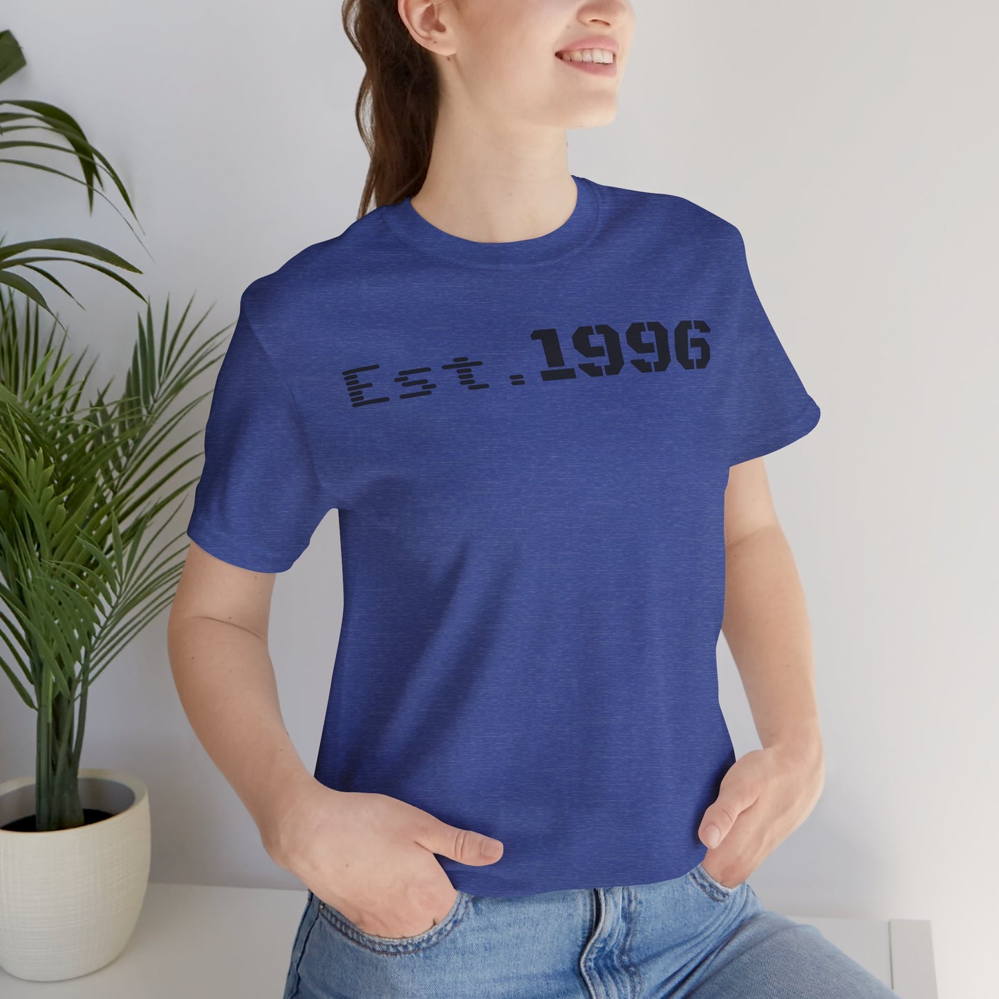 Unisex Jersey Tee - 'Est. 1996' Graphic Shirt, Birthday Gift, Casual Wear, Vintage Style, Retro Fashion, Gift for Him/Her