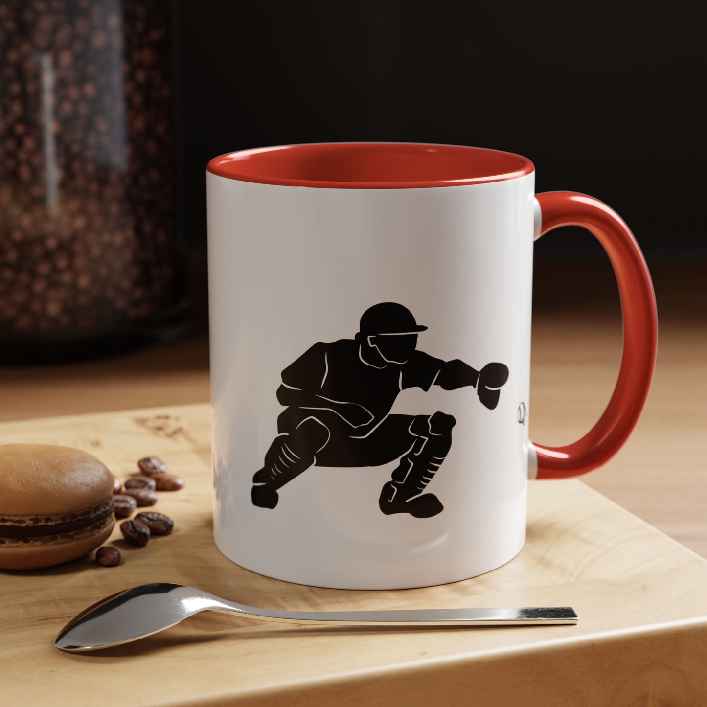 Baseball Catcher Coffee Mug, Sports Gift for Coaches, Black Accent Mug for Fans, Perfect for Birthdays & Celebrations, Unique Cup