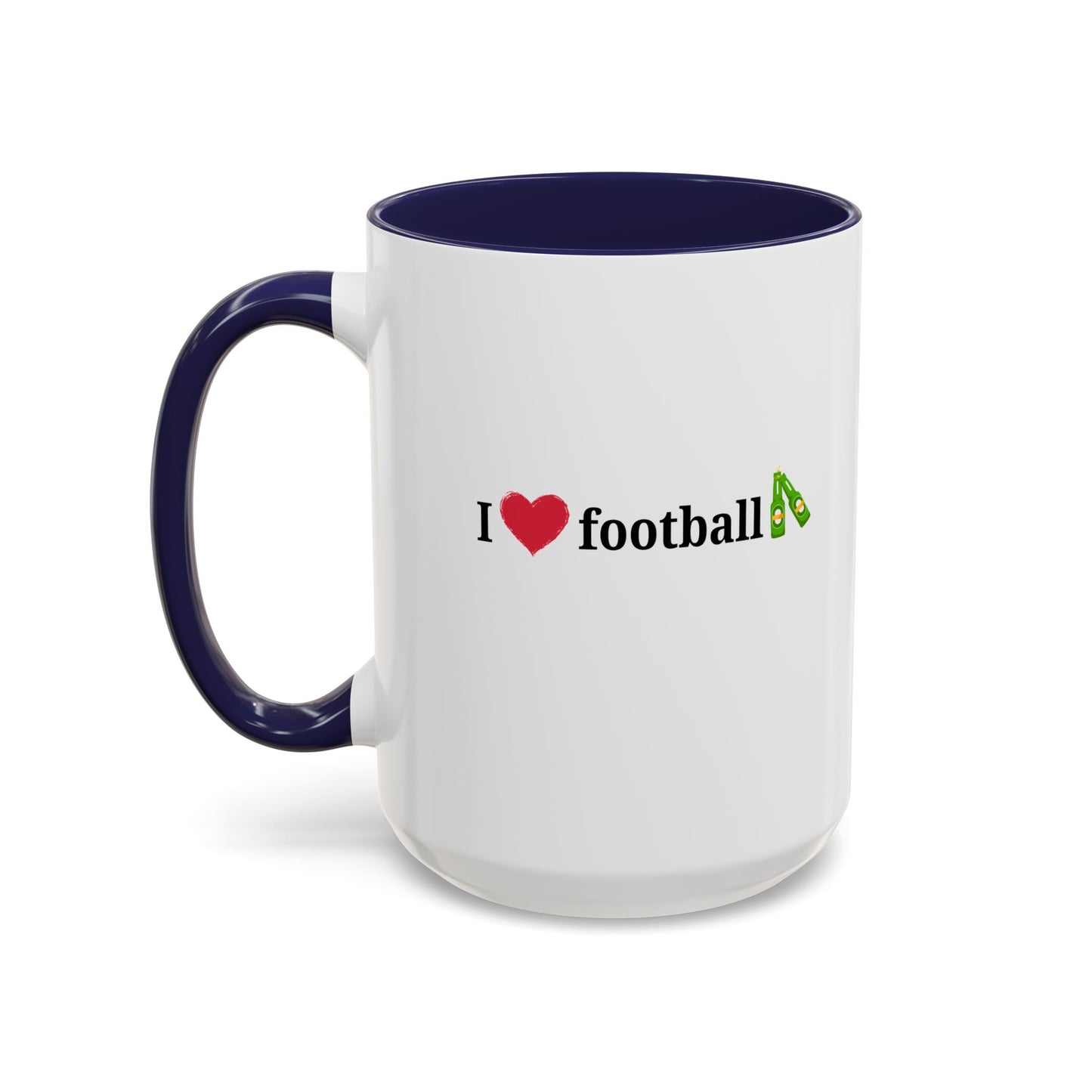I Love Football Accent Coffee Mug, Perfect Gift for Sports Lovers, Football Enthusiasts, Unique Mug for Game Days, Home or Office Decor