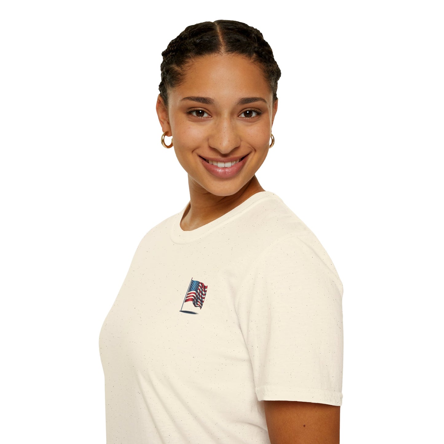 Patriotic Unisex Softstyle T-Shirt, American Flag Tee, USA Pride Shirt, Perfect for Independence Day, Casual Wear