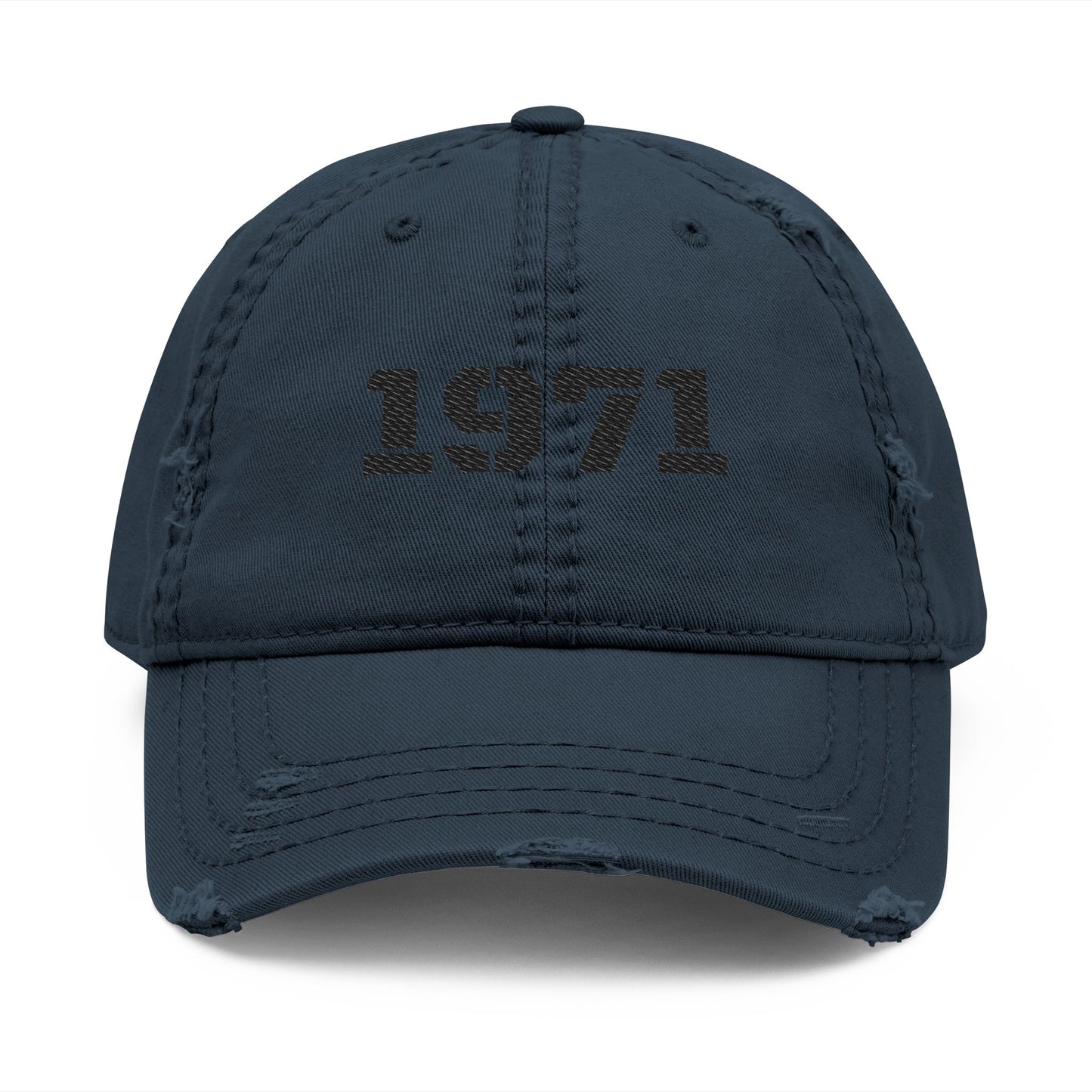 Distressed Embroidered Dad Hat, Vintage Wear, Casual Style, Gift for Dads, 1971 Cap, Father's Day Hat