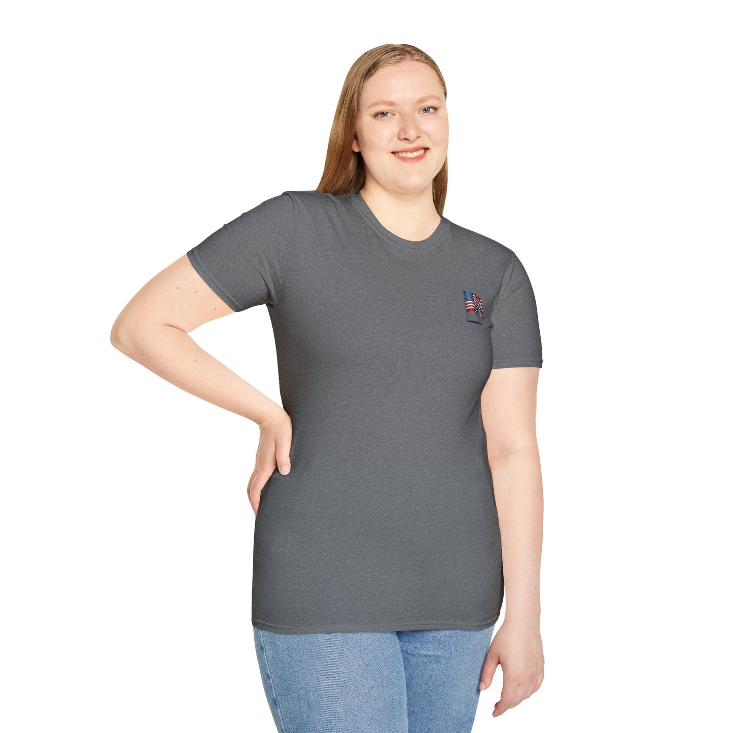 Patriotic Unisex Softstyle T-Shirt, American Flag Tee, USA Pride Shirt, Perfect for Independence Day, Casual Wear