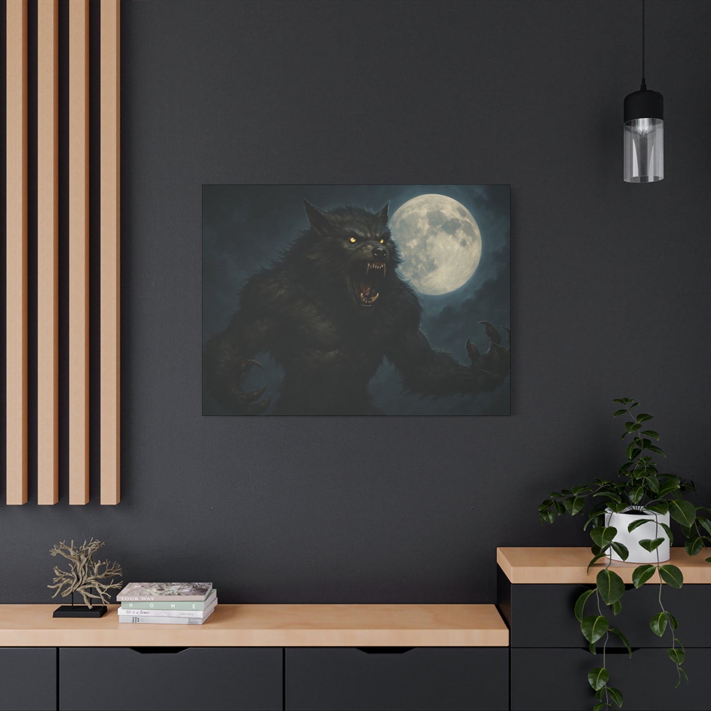 Werewolf Moon Canvas Art | Dark Fantasy Decor for Halloween, Gothic Home, Werewolf Lover Gift, Unique Wall Art, Spooky Decor