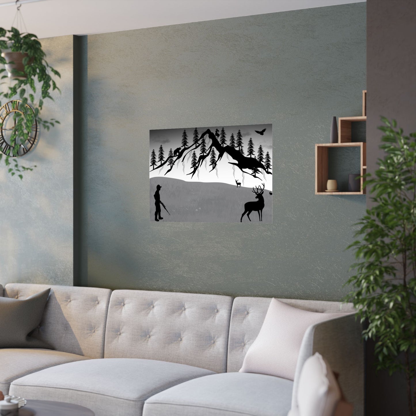 Nature-Inspired Satin Poster for Outdoor Lovers, Cabin Decor, Wall Art, Gift for Hunters, Rustic Home Decoration