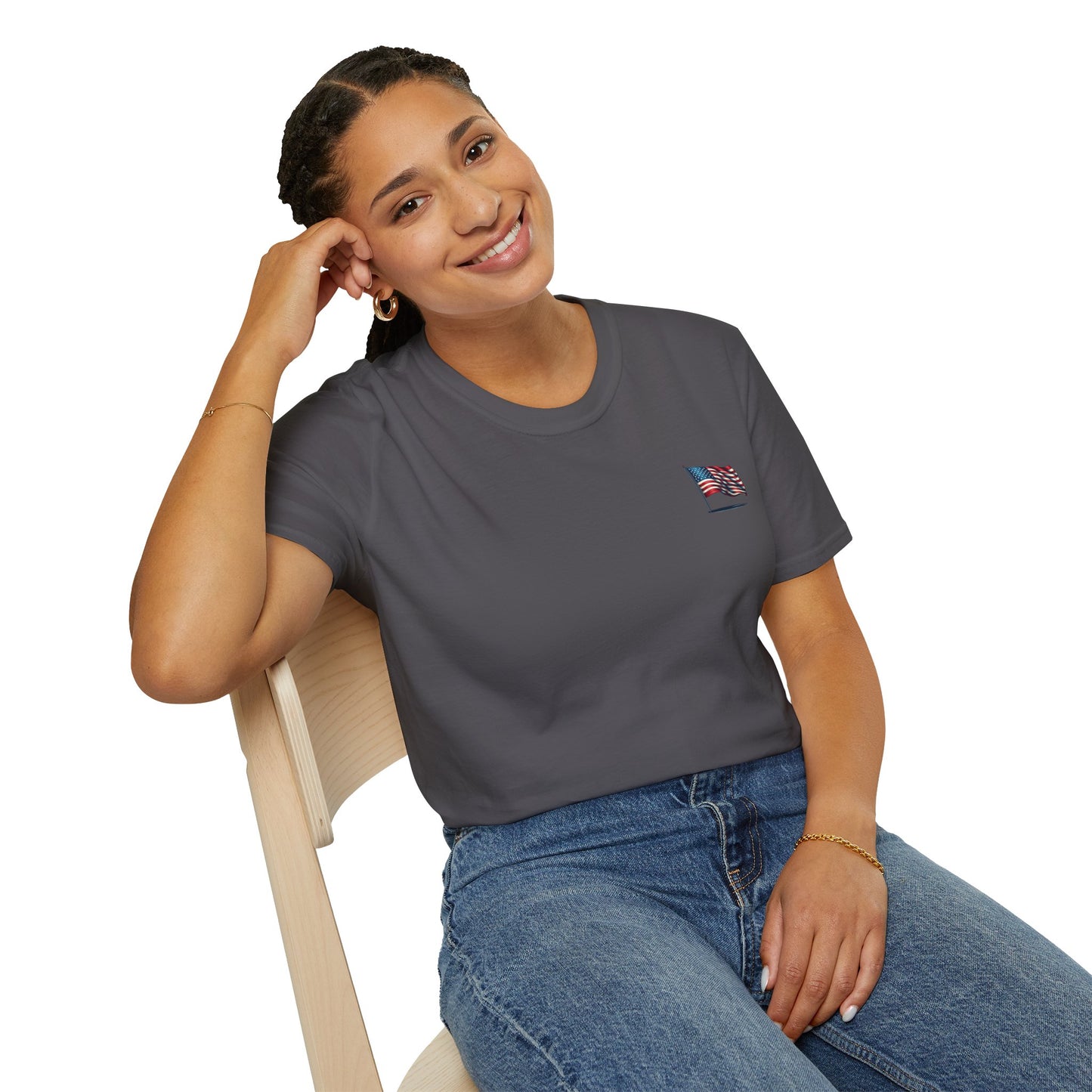 Patriotic Unisex Softstyle T-Shirt, American Flag Tee, USA Pride Shirt, Perfect for Independence Day, Casual Wear