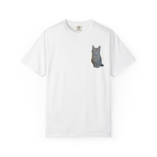 Whimsical Cat Pocket T-Shirt for Cat Lovers