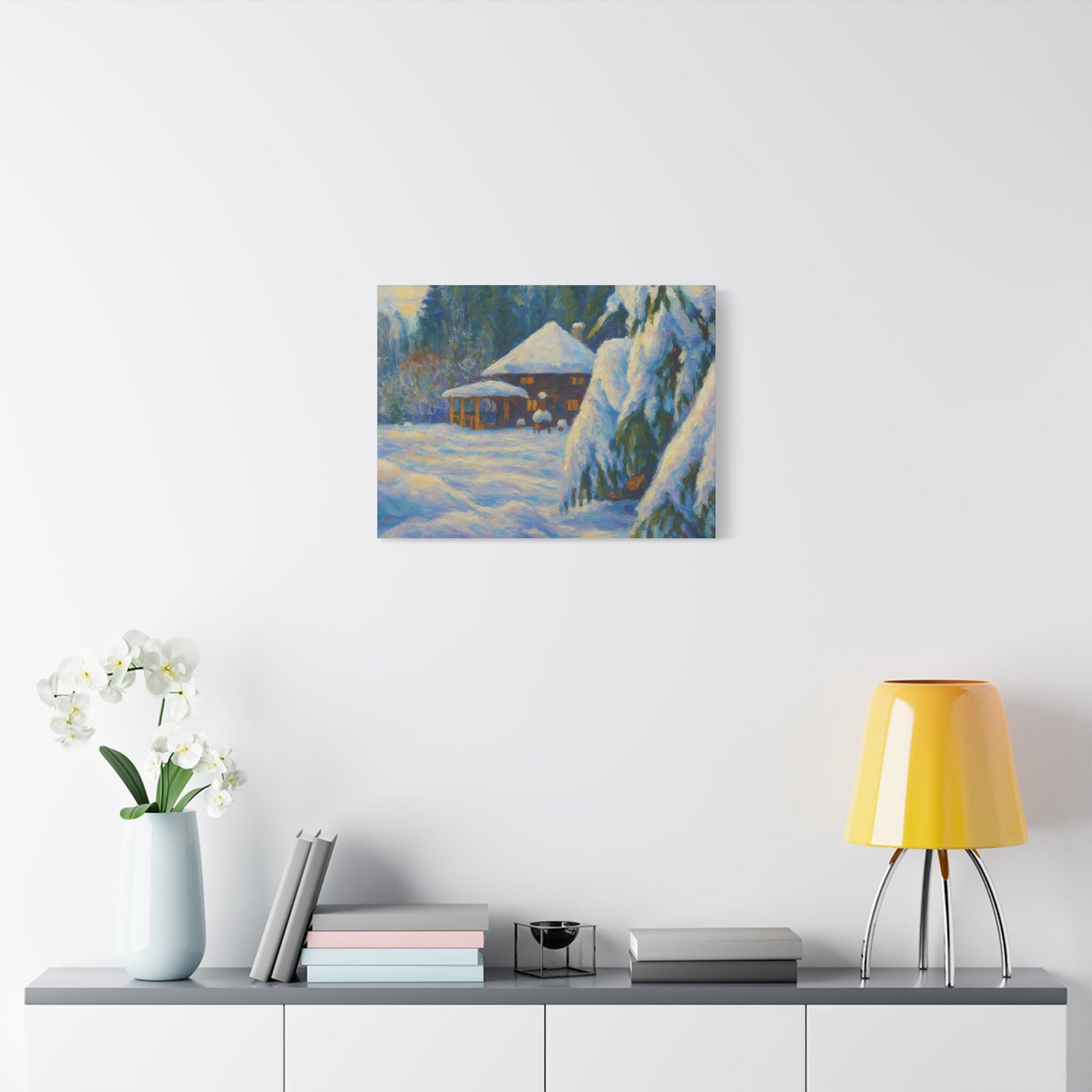 Winter Landscape Canvas Wall Art, Cozy Home Decor, Christmas Gift, Seasonal Artwork, Impressionist Style