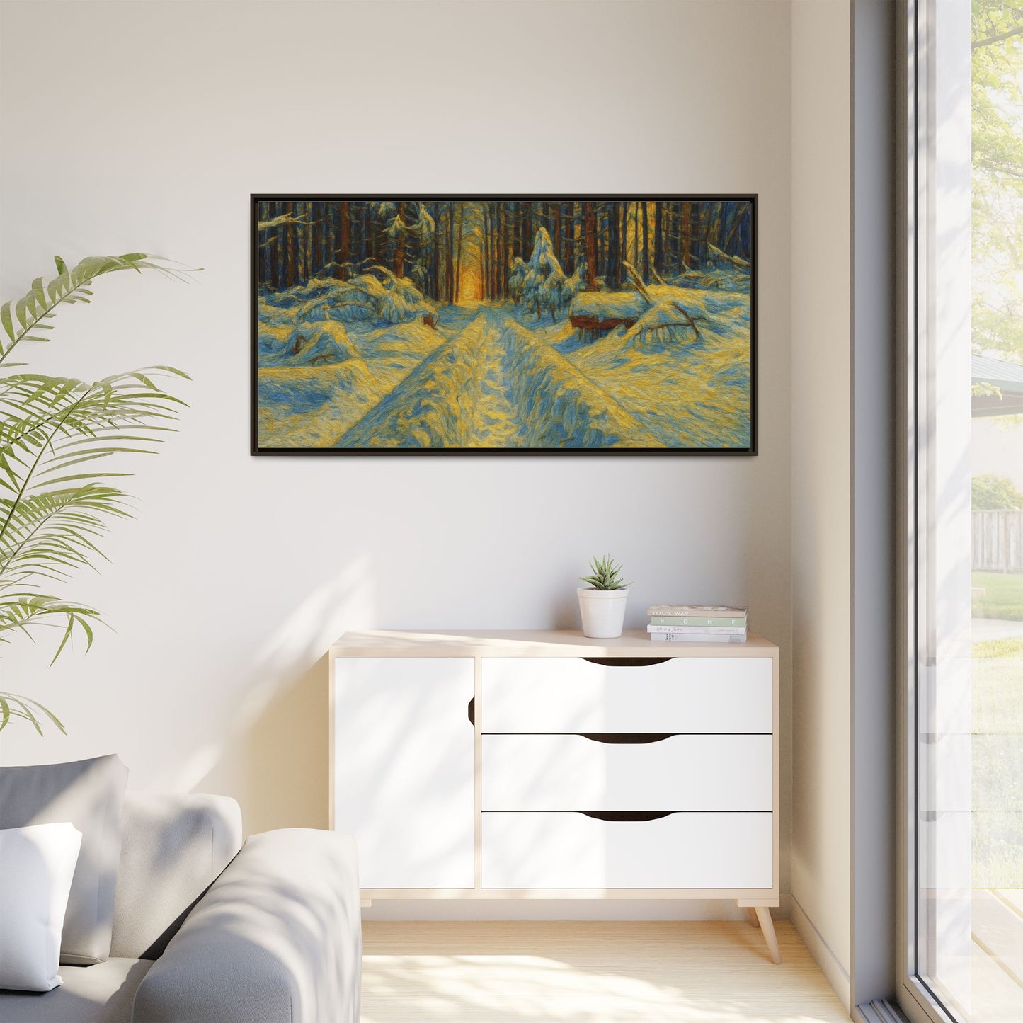 Canvas Art, Winter Landscape Wall Decor, Nature Lovers Gift, Seasonal Decor, Holiday Wall Art, Cozy Home Decoration, Framed Matte Canvas