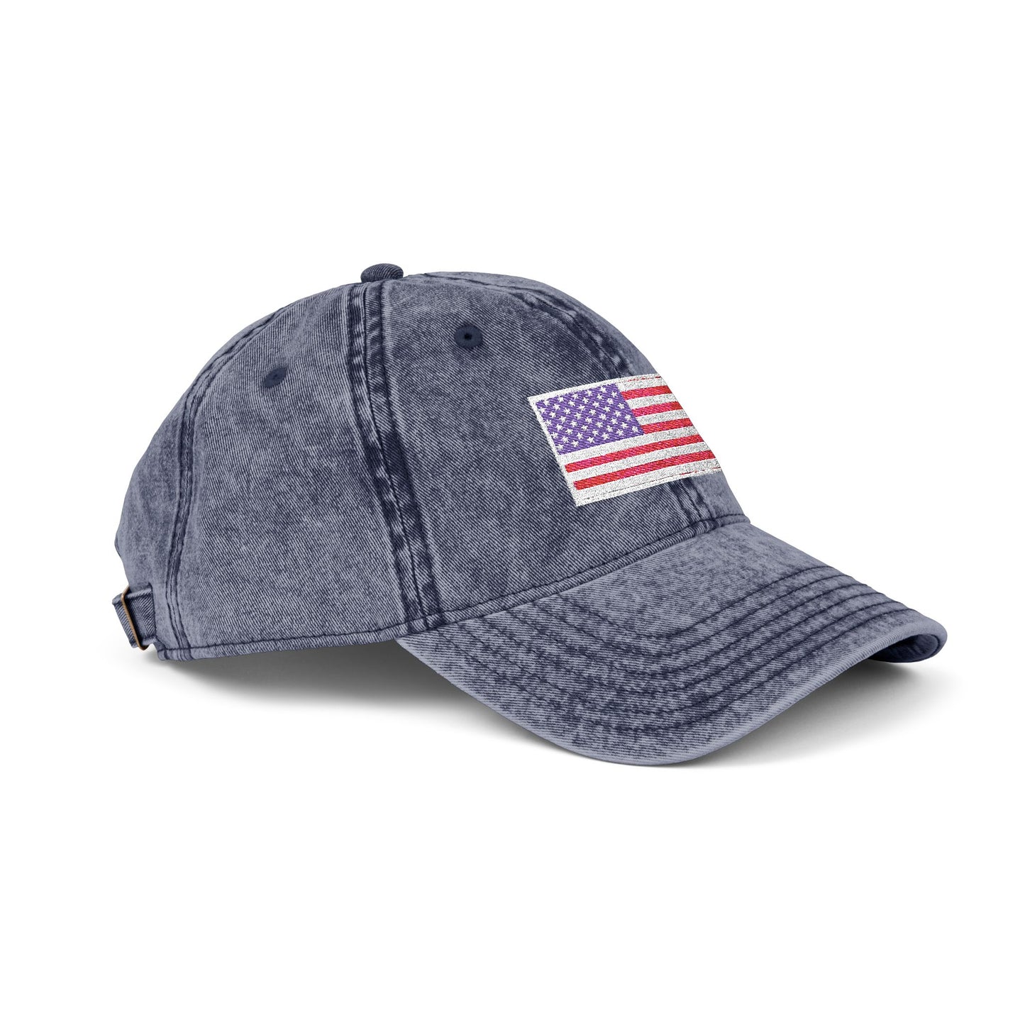 Embroidered Vintage Cap with USA Flag Design