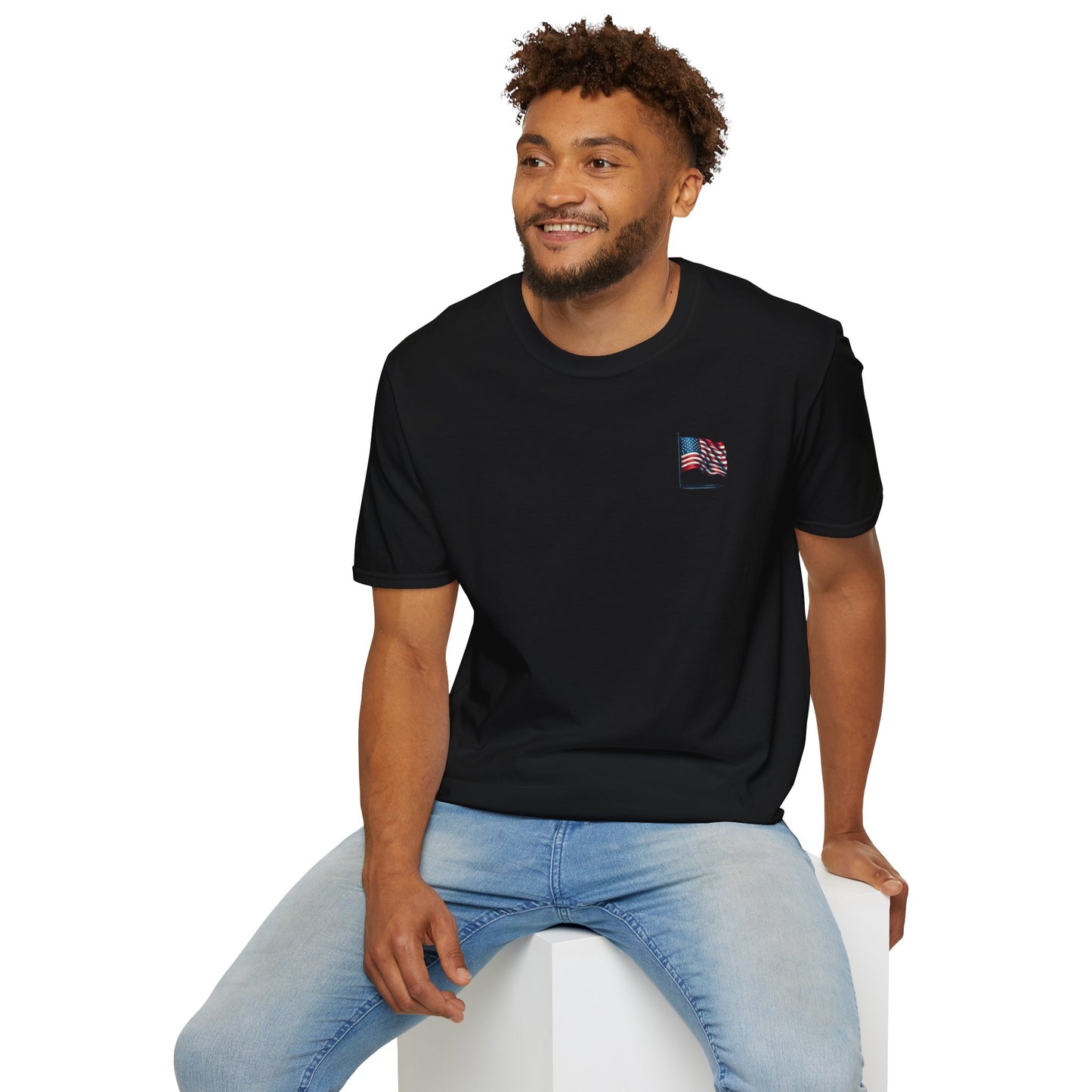 Patriotic Unisex Softstyle T-Shirt, American Flag Tee, USA Pride Shirt, Perfect for Independence Day, Casual Wear