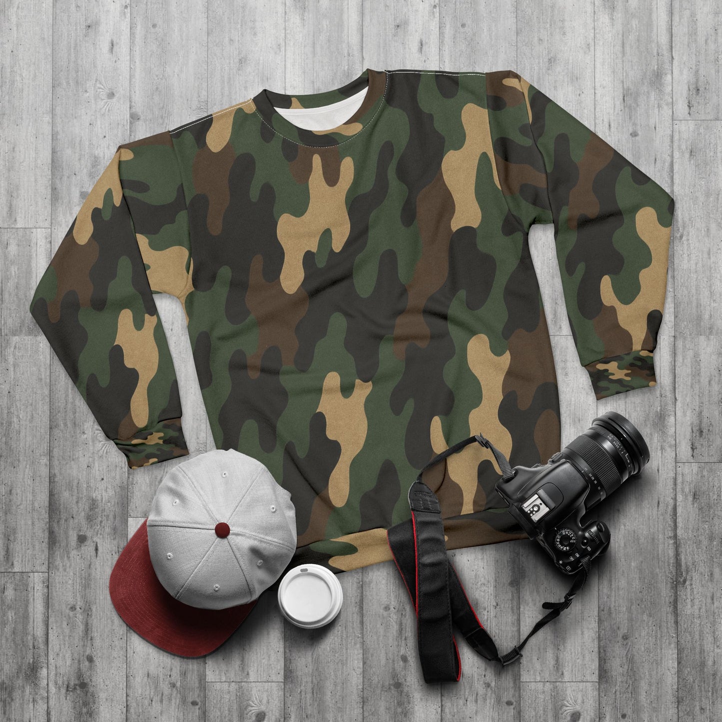 Stylish Camo Unisex Sweatshirt, Cozy Sweatshirt, Trendy Apparel for Outdoor Lovers, Perfect Gift for Adventurers, Versatile Casual Wear