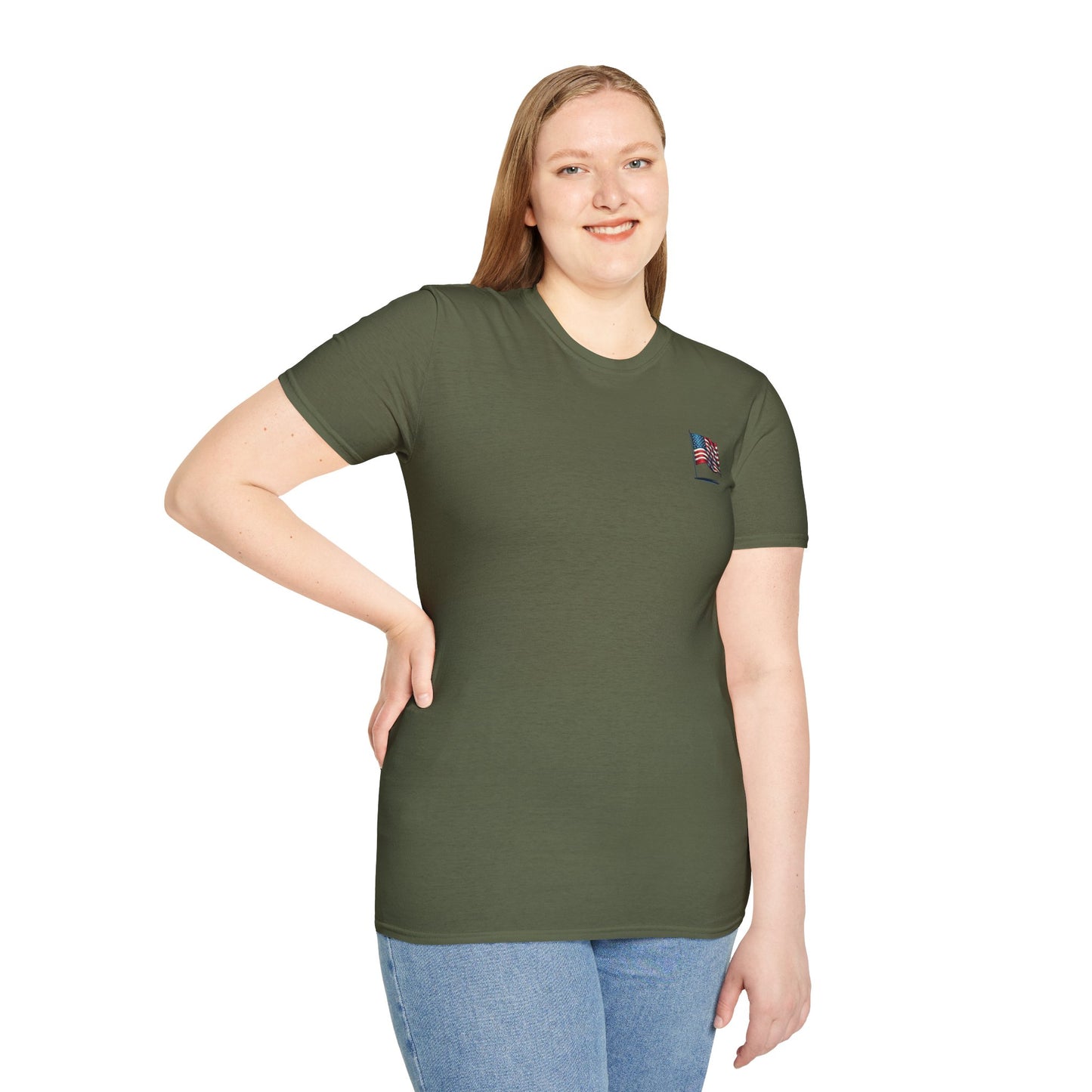 Patriotic Unisex Softstyle T-Shirt, American Flag Tee, USA Pride Shirt, Perfect for Independence Day, Casual Wear