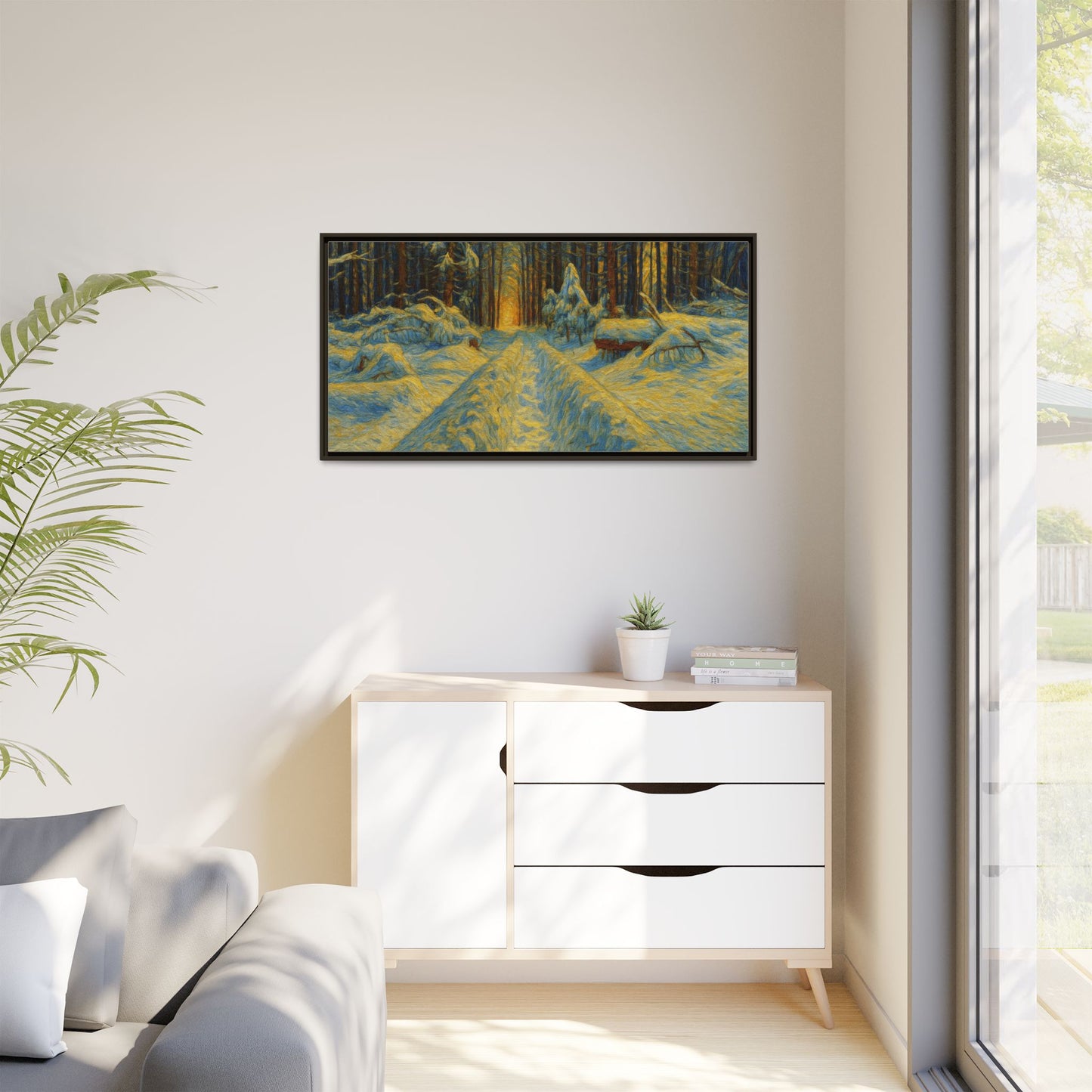 Canvas Art, Winter Landscape Wall Decor, Nature Lovers Gift, Seasonal Decor, Holiday Wall Art, Cozy Home Decoration, Framed Matte Canvas