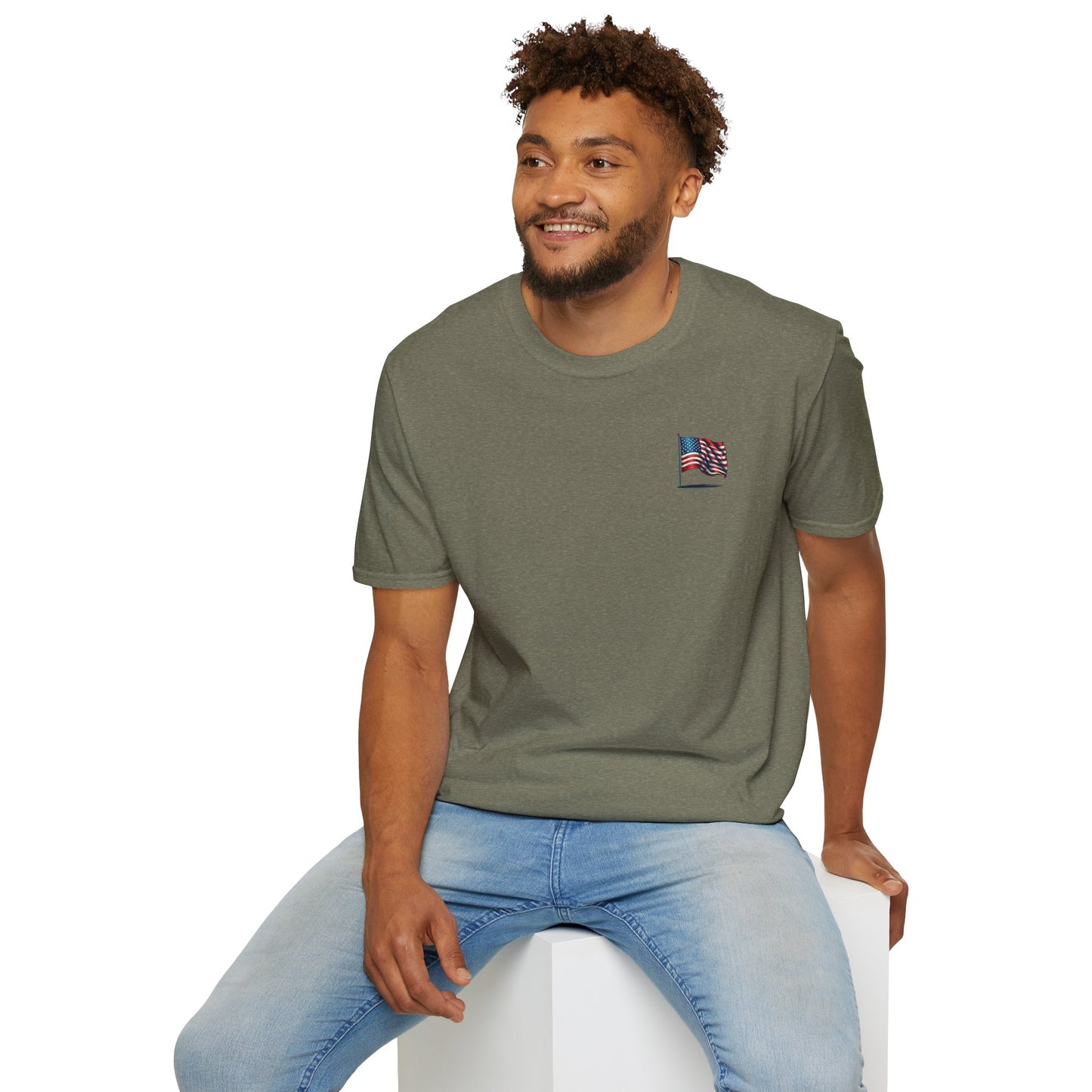 Patriotic Unisex Softstyle T-Shirt, American Flag Tee, USA Pride Shirt, Perfect for Independence Day, Casual Wear