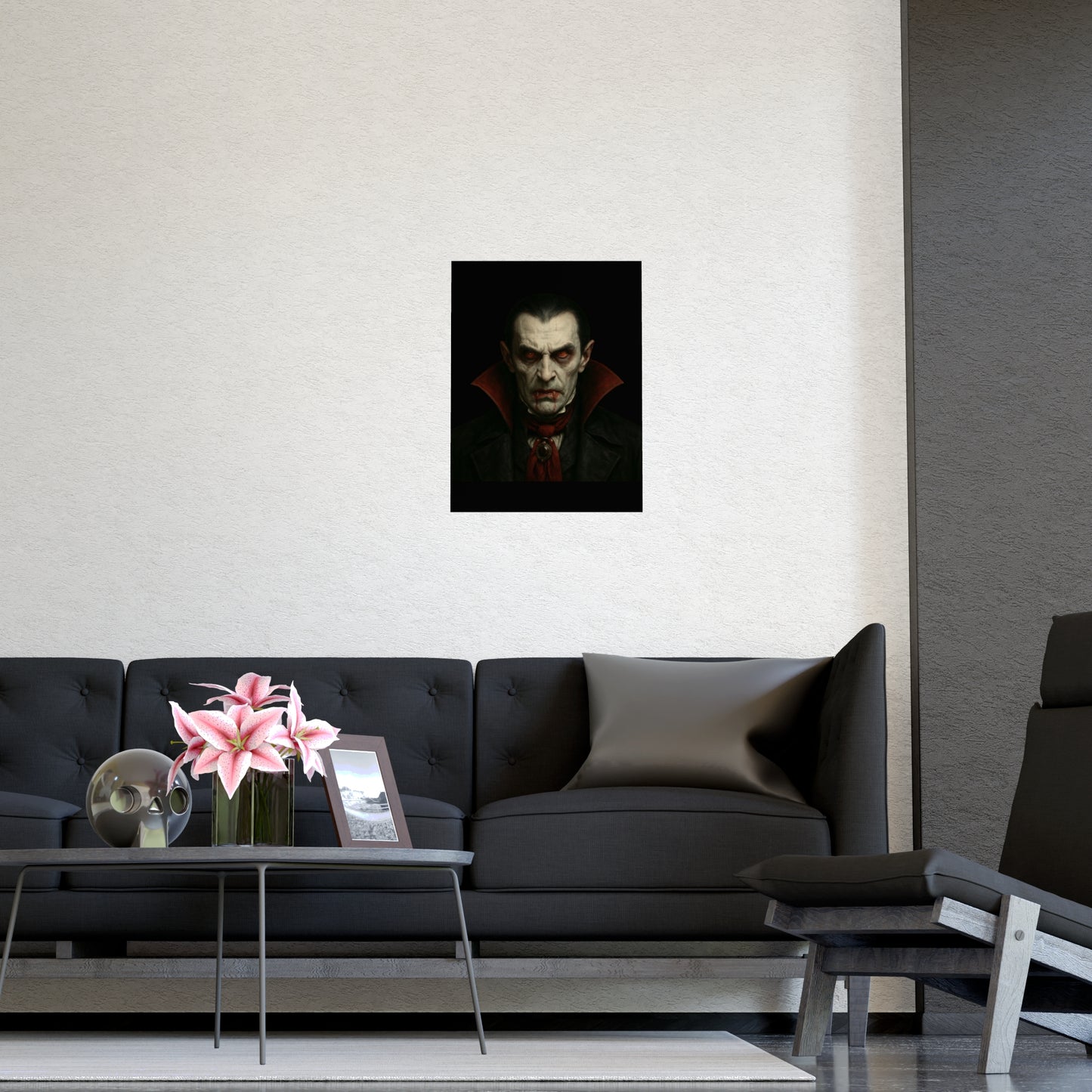 Gothic Vampire Art Poster, Spooky Wall Decor, Horror Room Accent, Perfect for Halloween, Gothic Decor, Home Office Artwork